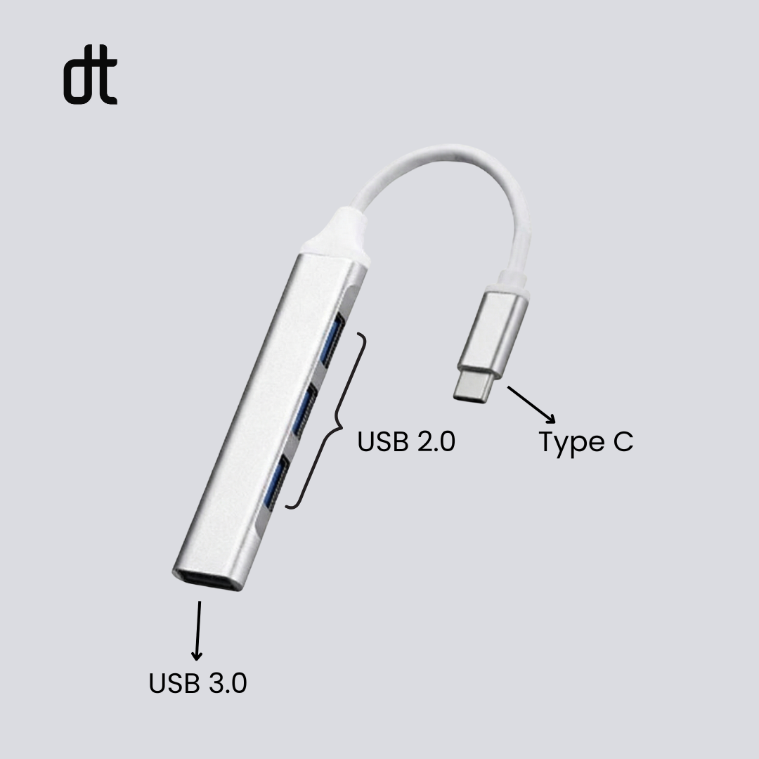 Type C USB HUB High Speed 4 Port Multi Splitter Adapter OTG