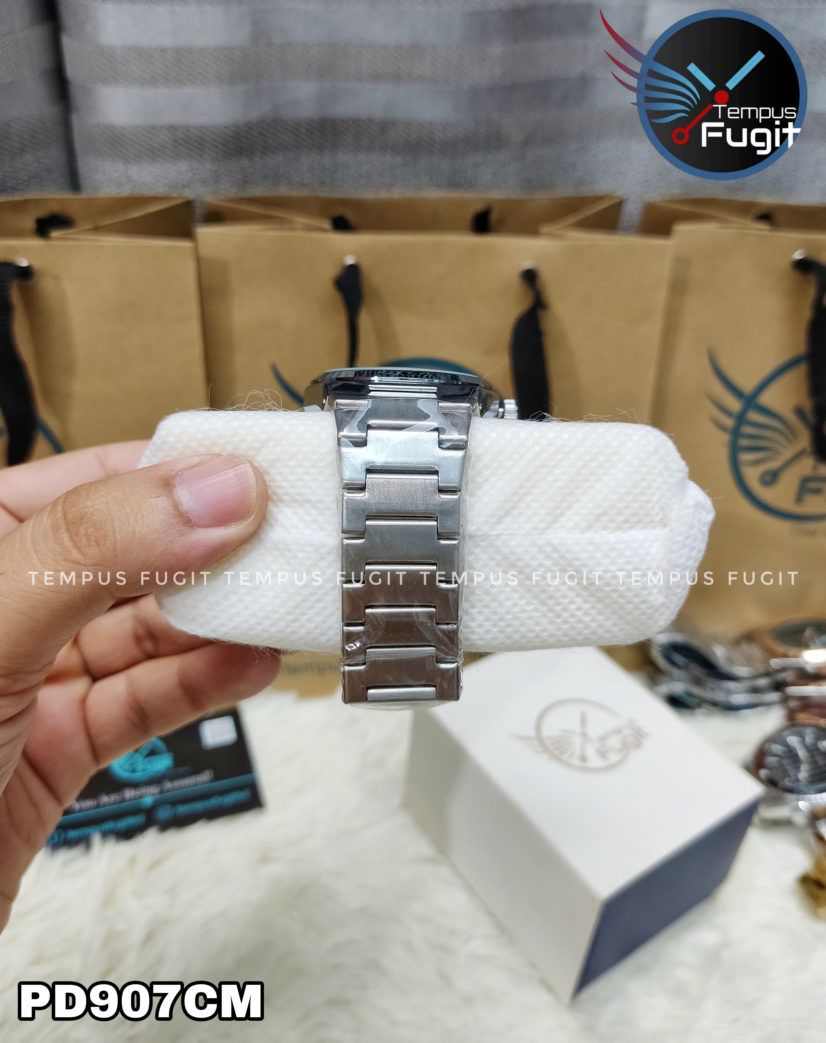 Poedagar 930 Copy Gents Chain Watch- Black Dial- Silver Bezel- Silver Chain- TF Code PD907CM_img_5