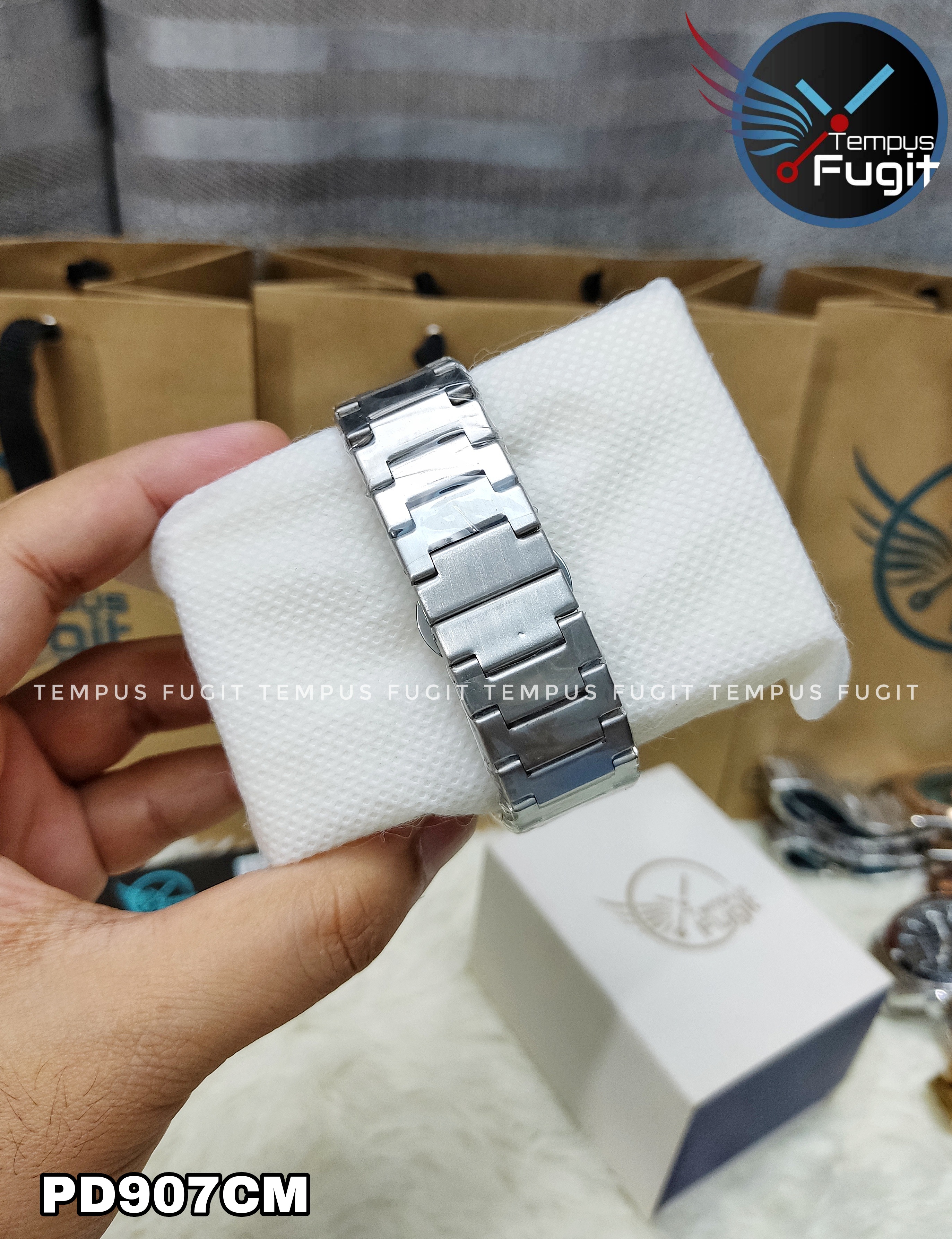 Poedagar 930 Copy Gents Chain Watch- Black Dial- Silver Bezel- Silver Chain- TF Code PD907CM_img_6