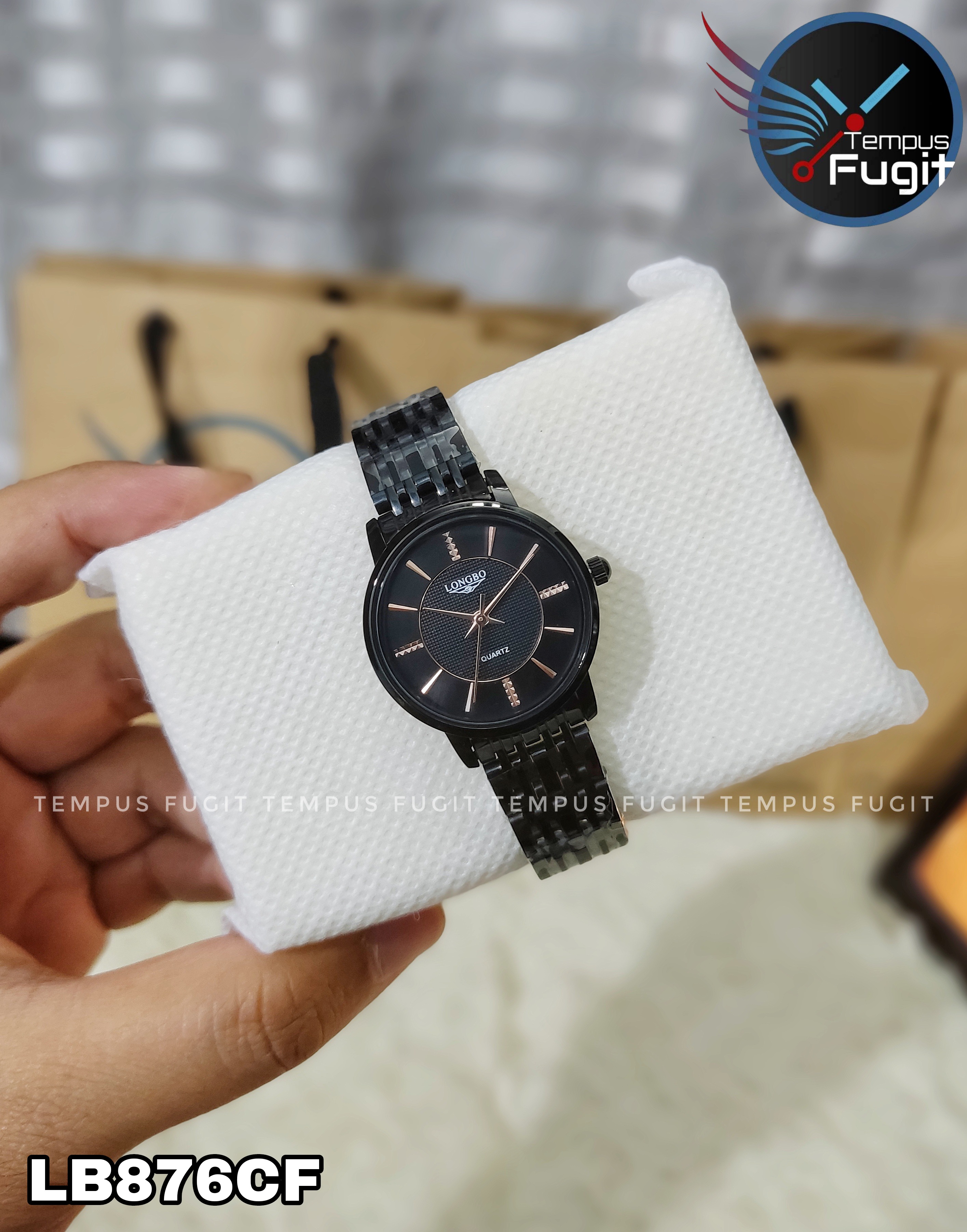 Longbo 80730 Ladies Chain Watch- Black Dial- Black Bezel- Black Chain- TF Code LB876CF_img_0