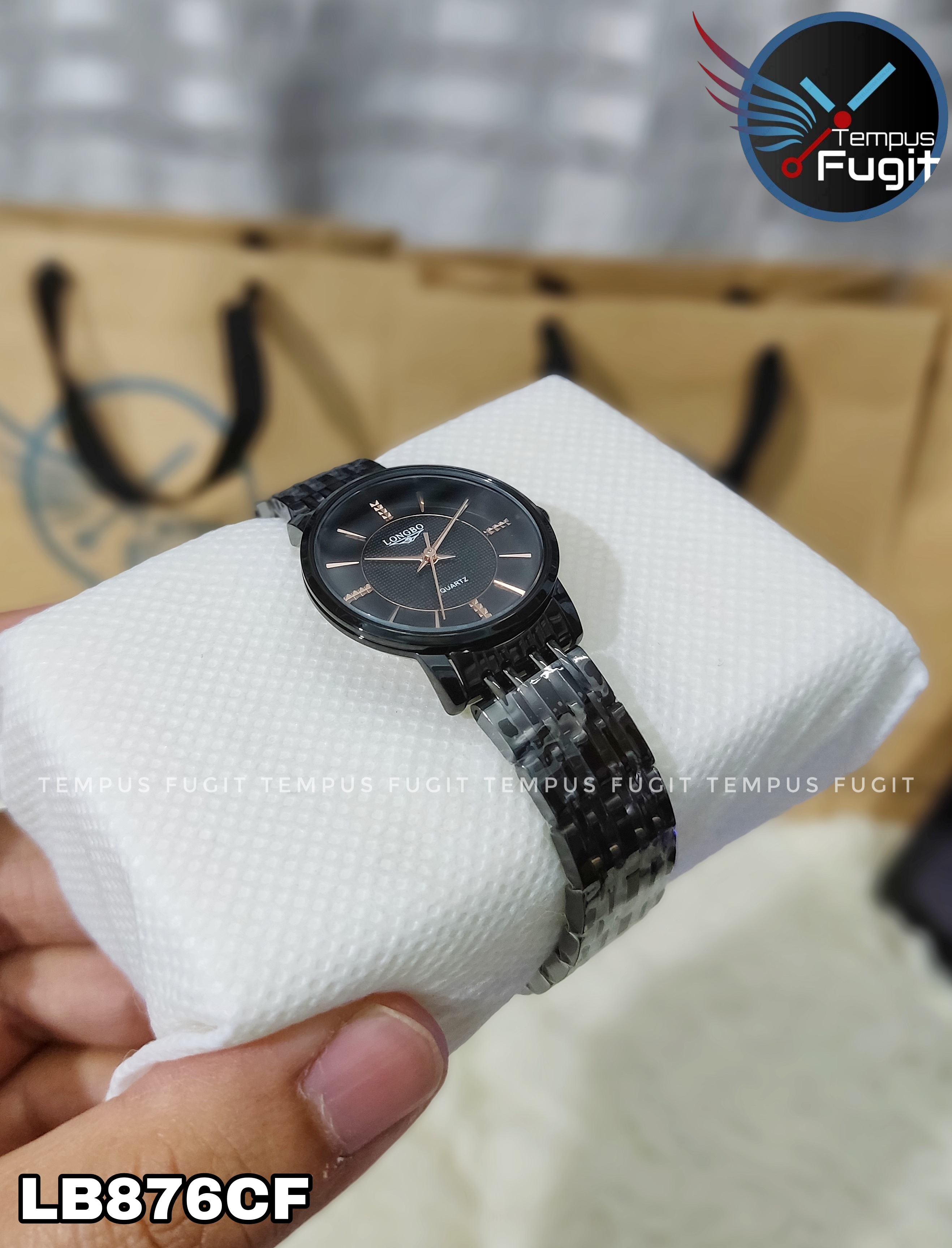 Longbo 80730 Ladies Chain Watch- Black Dial- Black Bezel- Black Chain- TF Code LB876CF_img_1