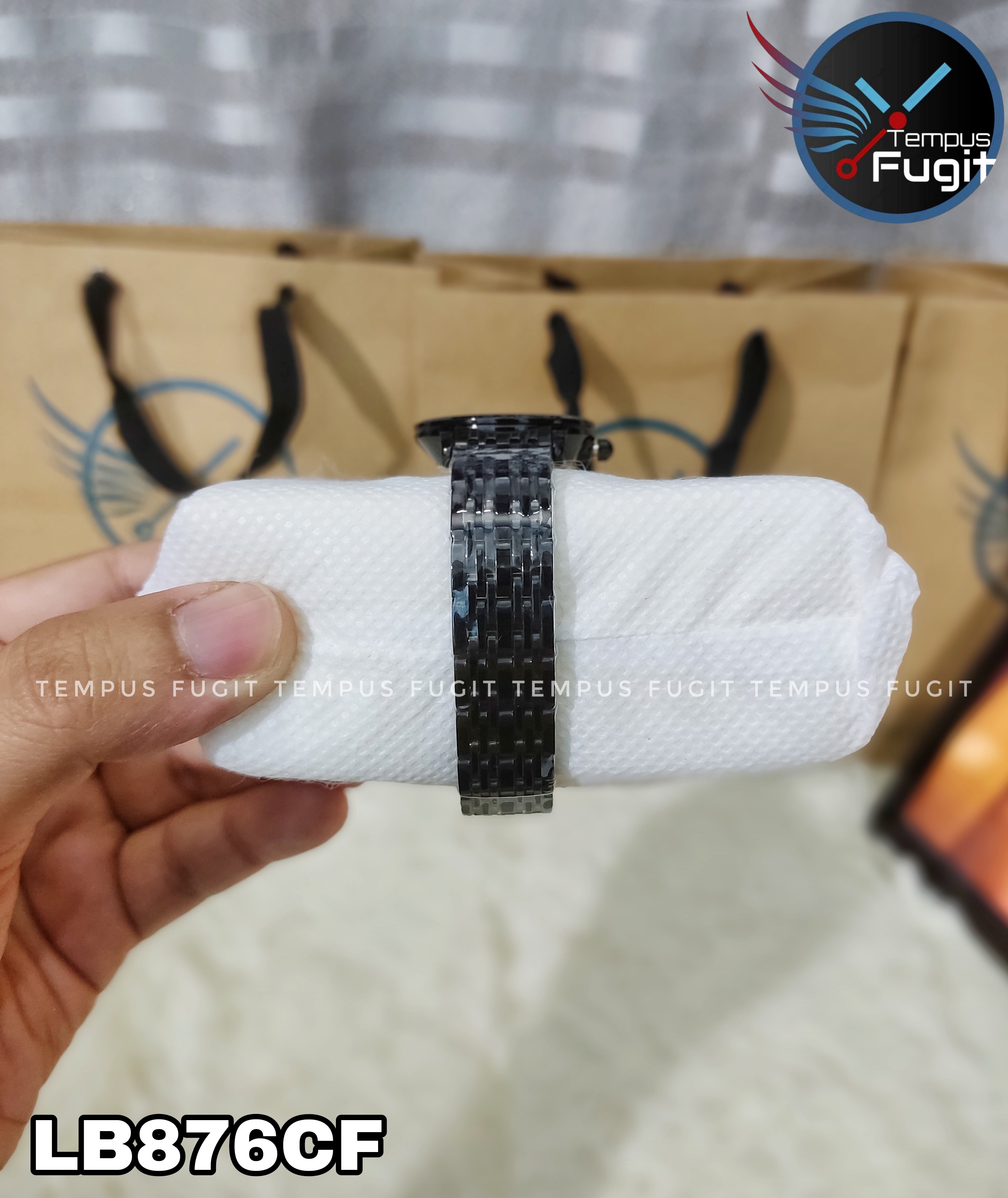 Longbo 80730 Ladies Chain Watch- Black Dial- Black Bezel- Black Chain- TF Code LB876CF_img_3