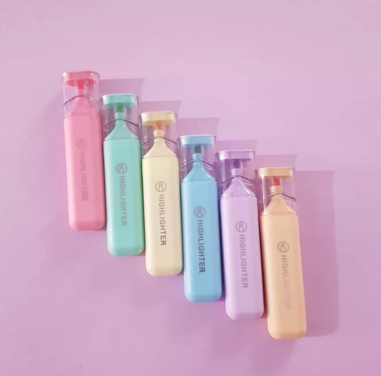 Fluorescent Highlighter Pens 6 pcs Set Pastel Macaron Colored For Drawing, Marking, Note-Taking_img_0