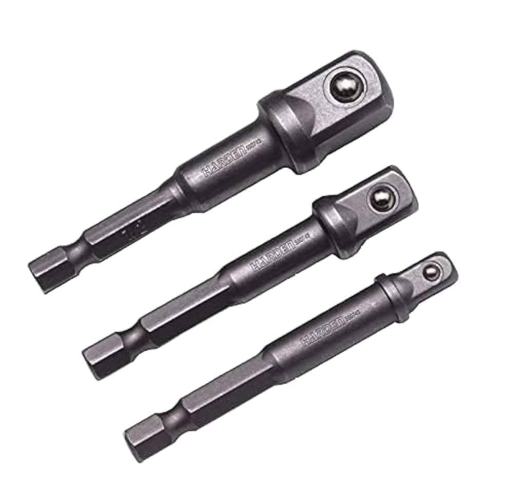 HARDEN HEX Socket Adaptor Set 3 pcs, 1/2", 3/8", 1/4" Model: 550733