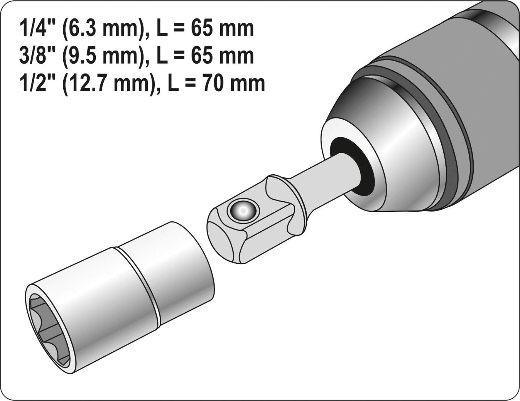 HARDEN HEX Socket Adaptor Set 3 pcs, 1/2", 3/8", 1/4" Model: 550733_img_1