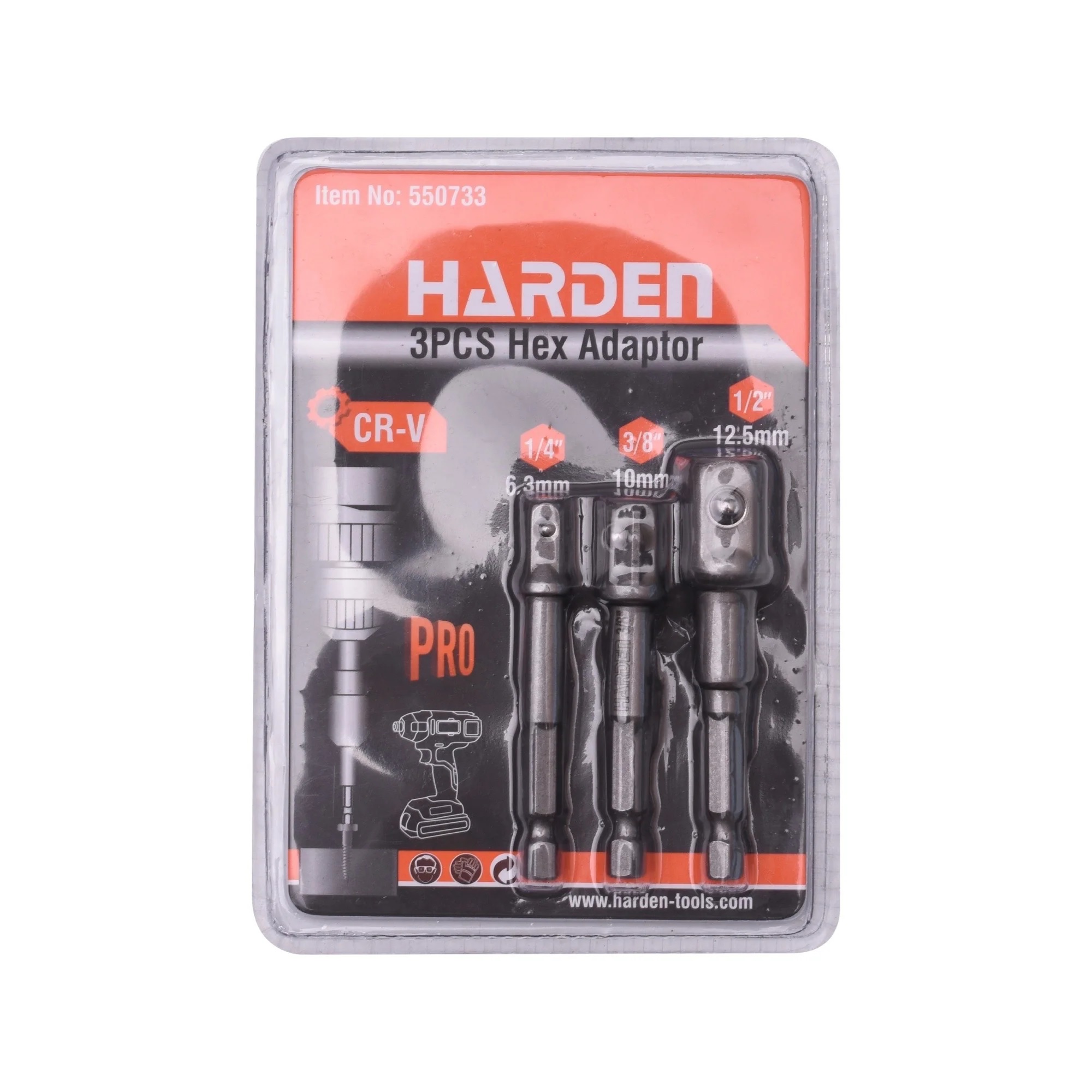 HARDEN HEX Socket Adaptor Set 3 pcs, 1/2", 3/8", 1/4" Model: 550733_img_2