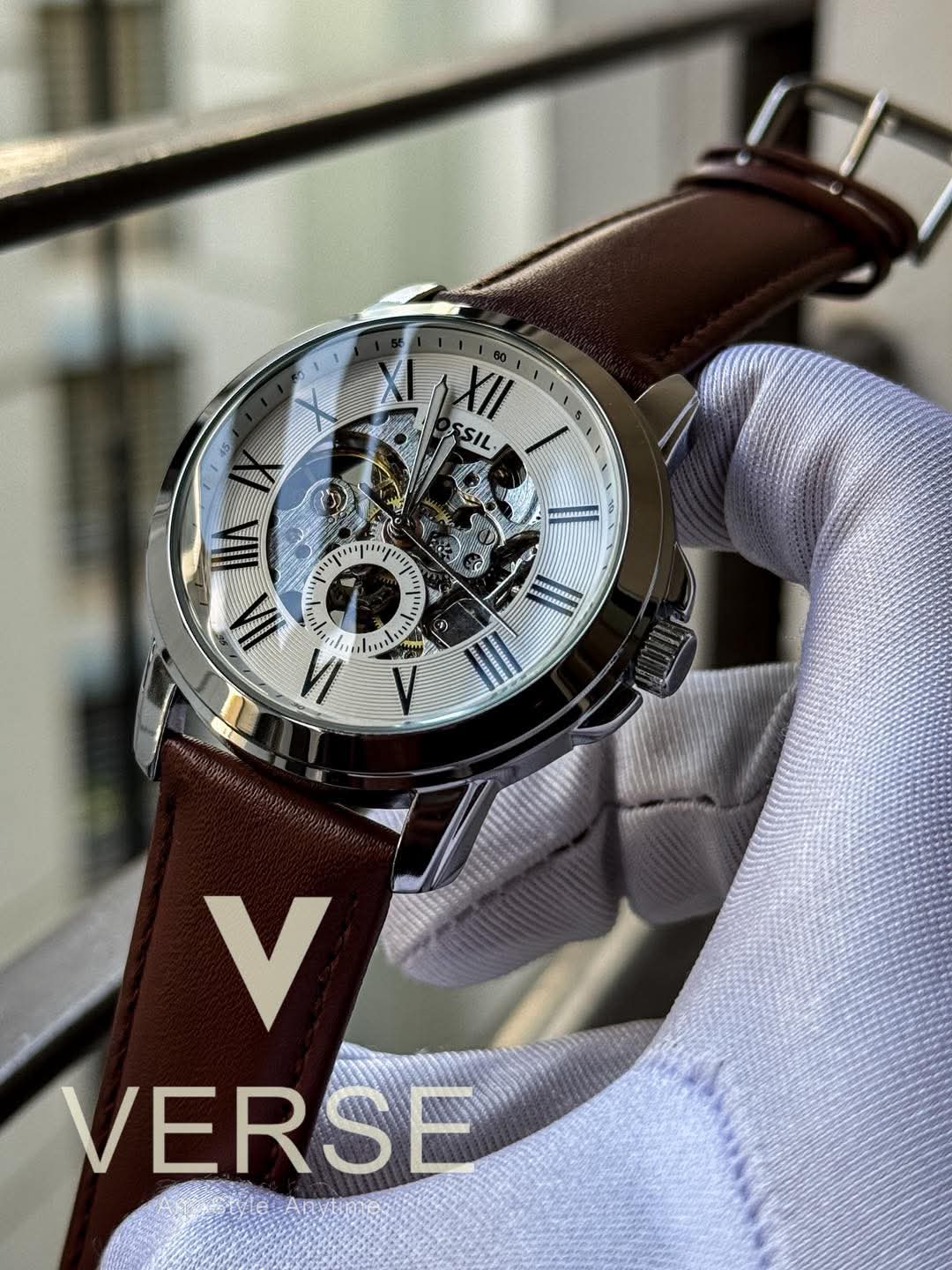 Fossil auto belt 60 sec design brown belt