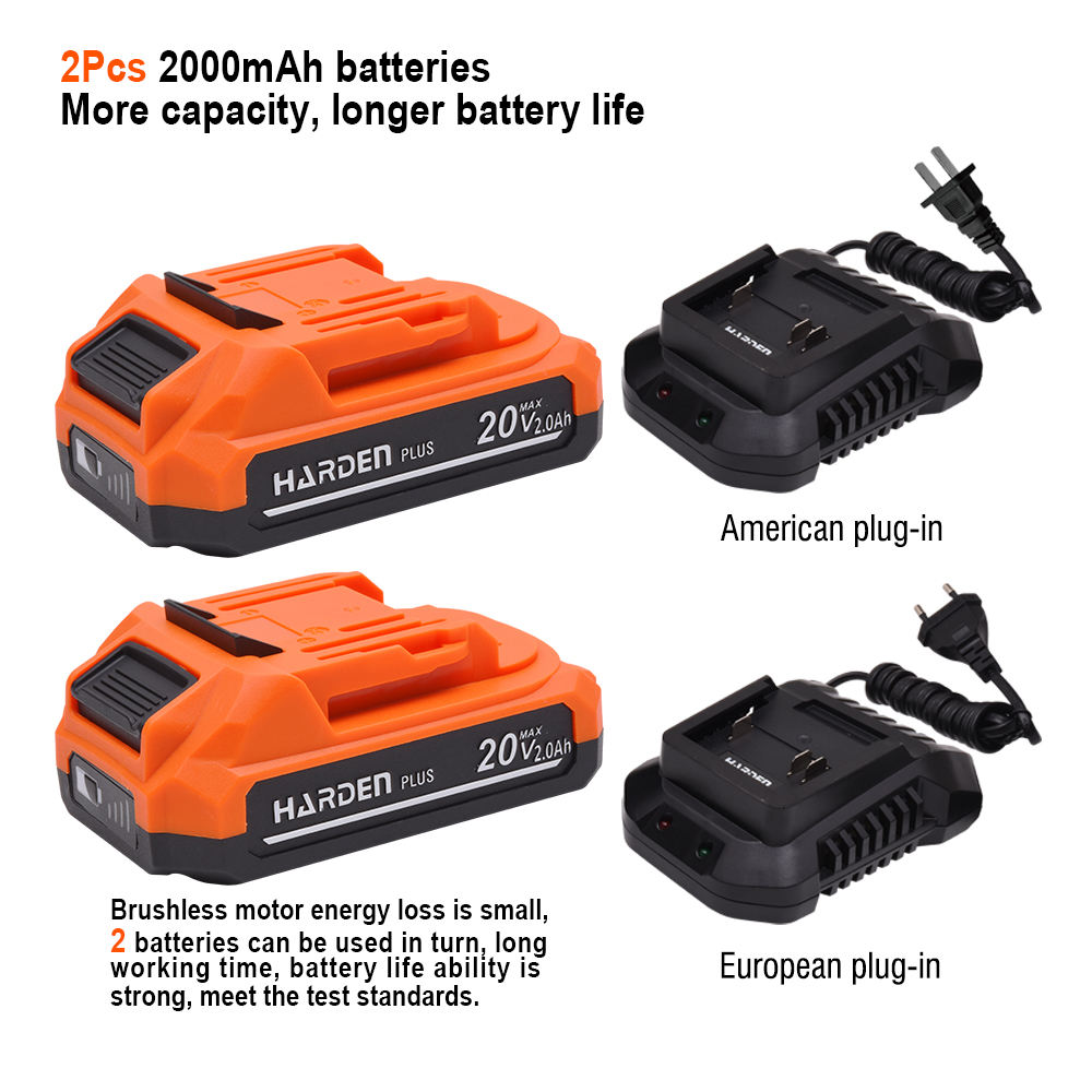 HARDEN Cordless Impact Wrench, 1/2" Dr. x 20 Volt, Brushless, Torque force: 300Nm, with battery and Charger; 758424_img_4