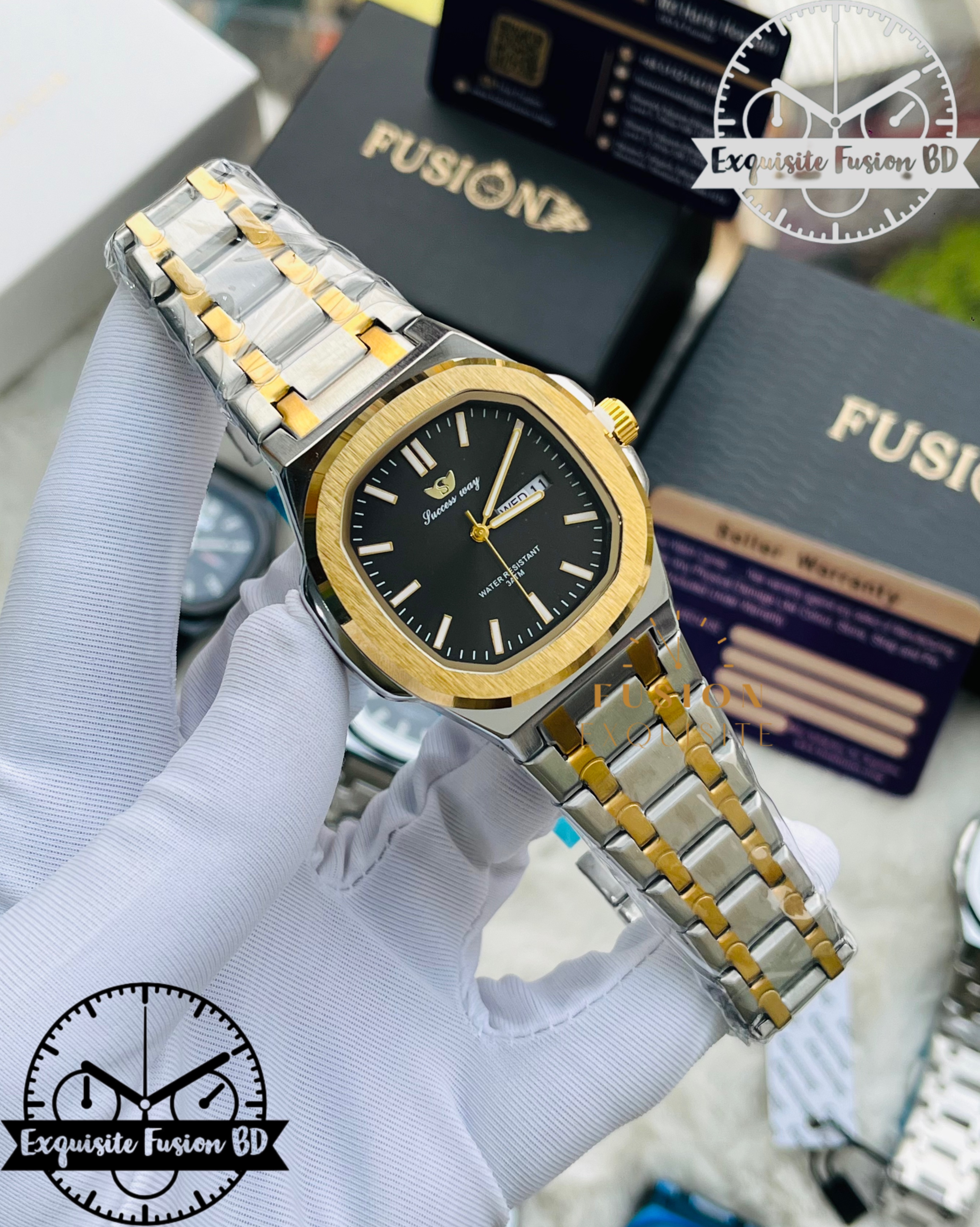 Success Way Dual Tone Black Dial L208 Authentic Watch