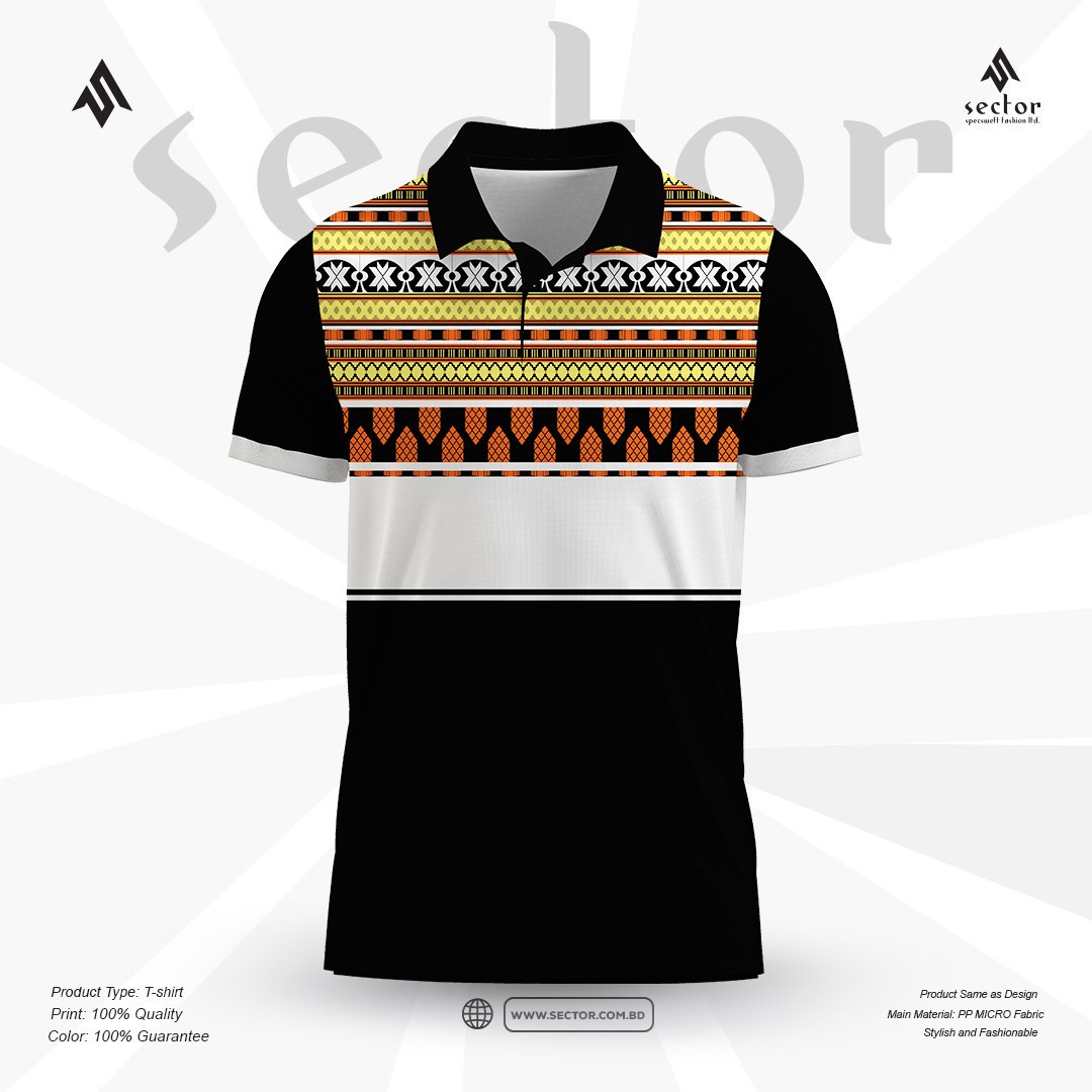 "Ethnic Fusion Premium Polo T-Shirt – Black & White Edition"