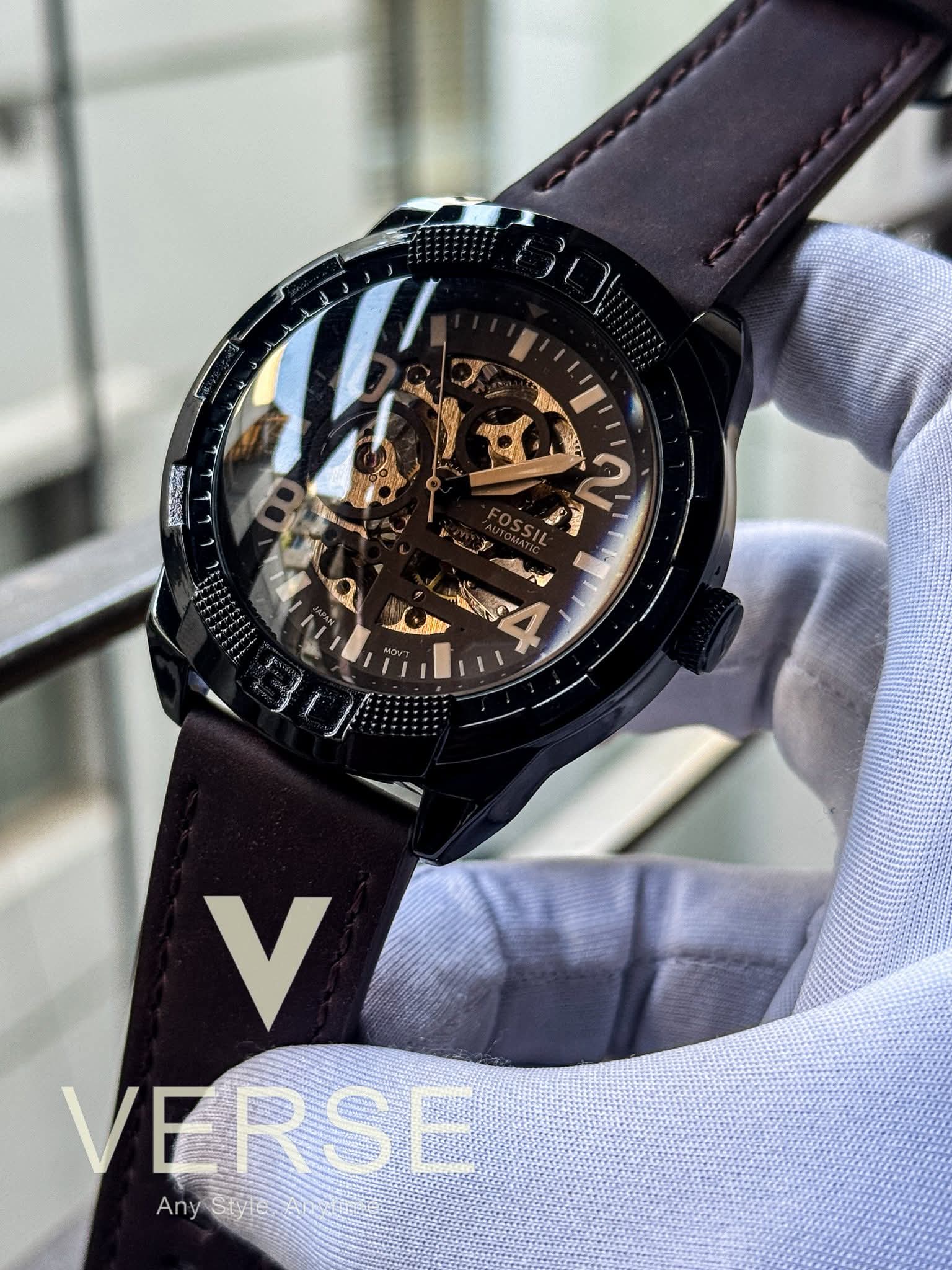 Fossil Auto brown belt number digits