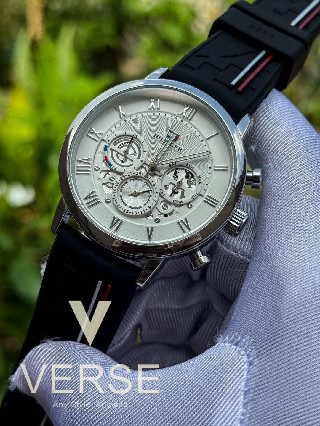 HILFIGER SILICONE BELT WHITE DIAL