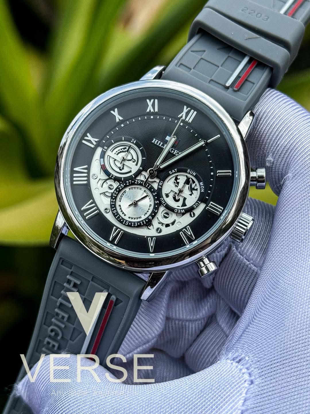 HILFIGER SILICONE BELT BLACK DIAL