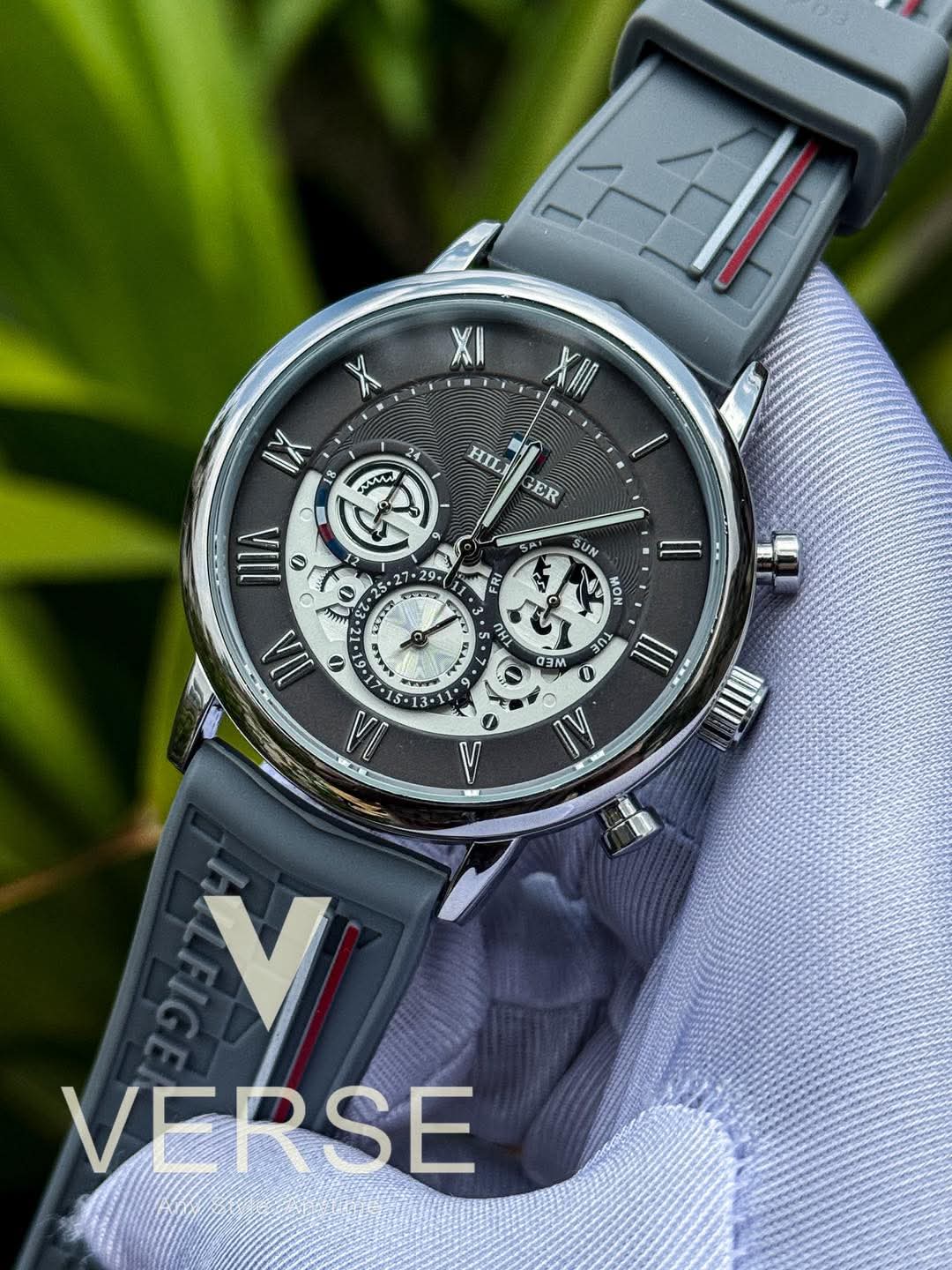 HILFIGER SILICONE BELT GREY DIAL