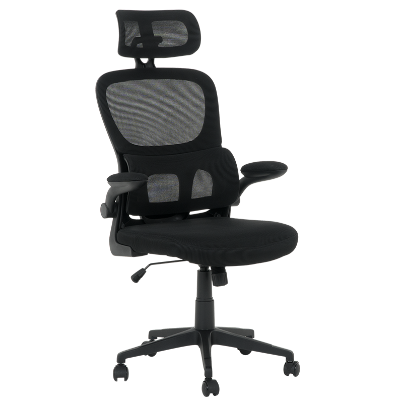 Ergonomic Mesh Office Chair with Lumbar Support & Adjustable Headrest – Black