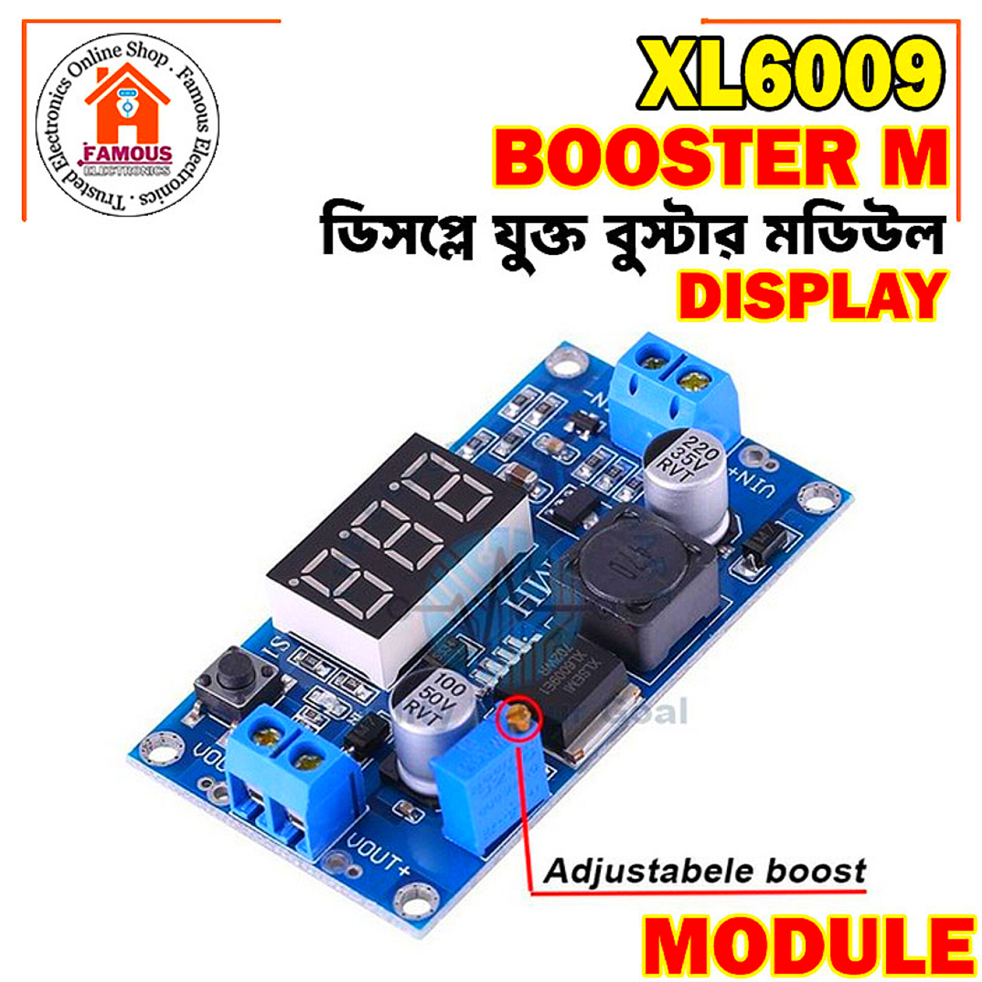 DC DC Step Up XL6009 4A Adjustable Boost Converter DC 4.5-32v To 5-35v Power Supply Voltage Regulator Module With LED Display Voltmeter_img_1