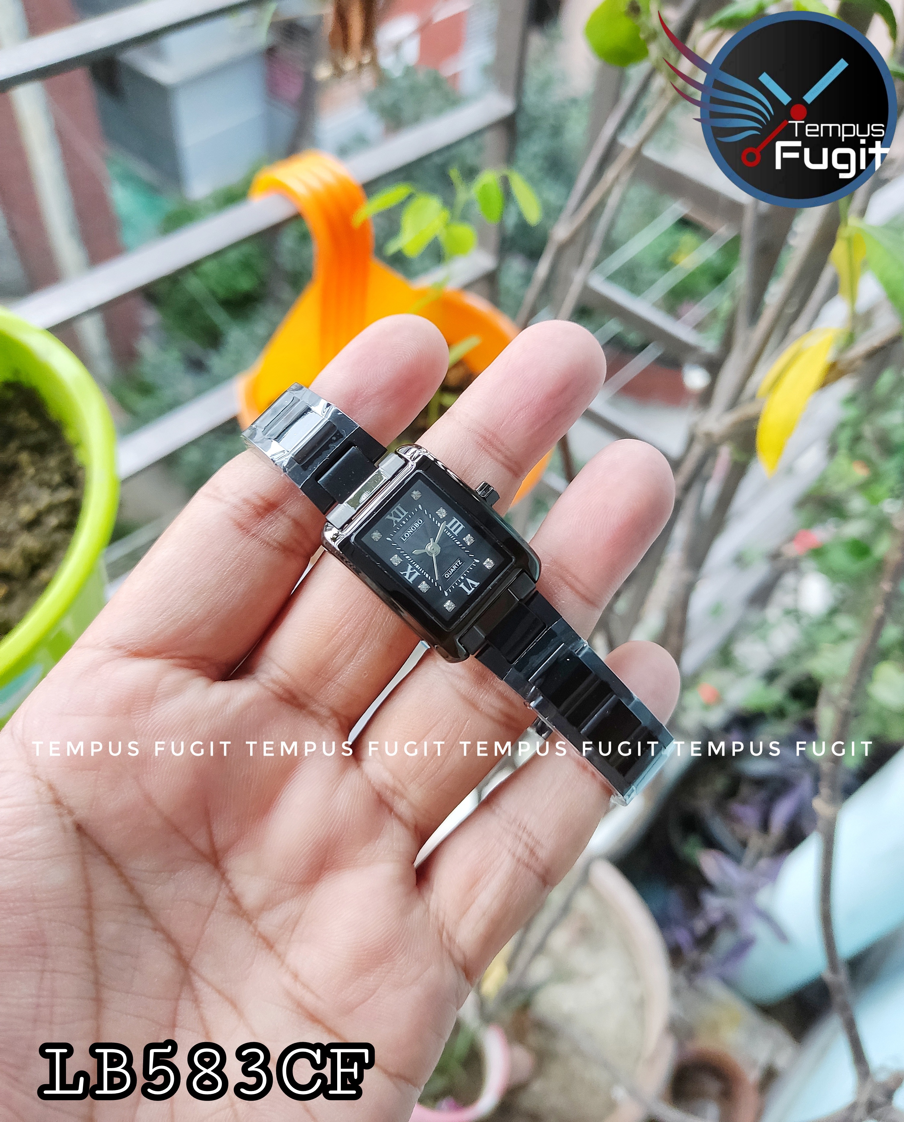 Longbo 80809L Ladies Chain Watch- Black Dial- Black Bezel- Black Chain- TF Code LB583CF_img_0