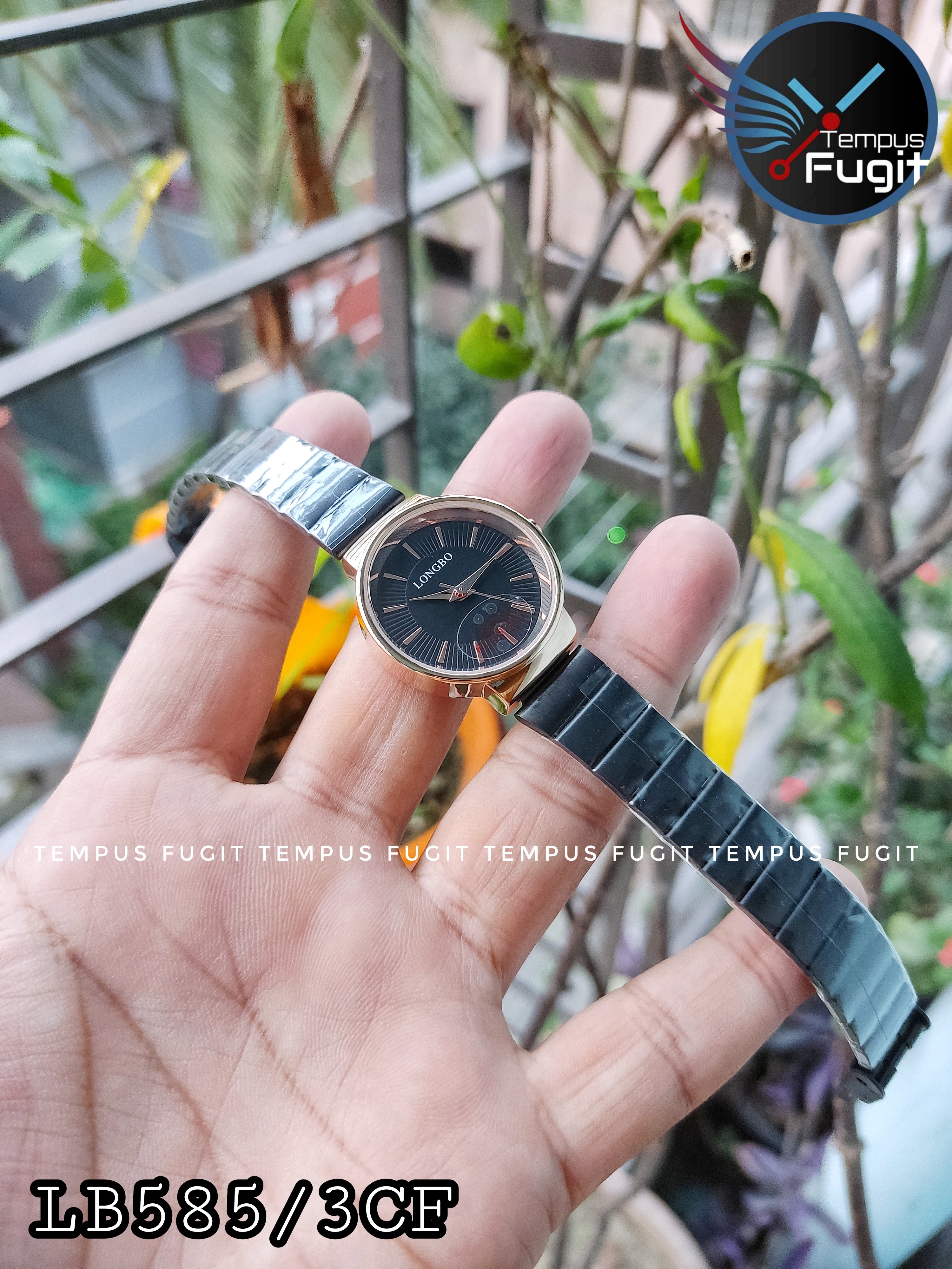 Longbo 80899 Ladies Chain Watch- Black Dial- Rose Golden Bezel- Black Chain- TF Code LB585/3CF_img_2