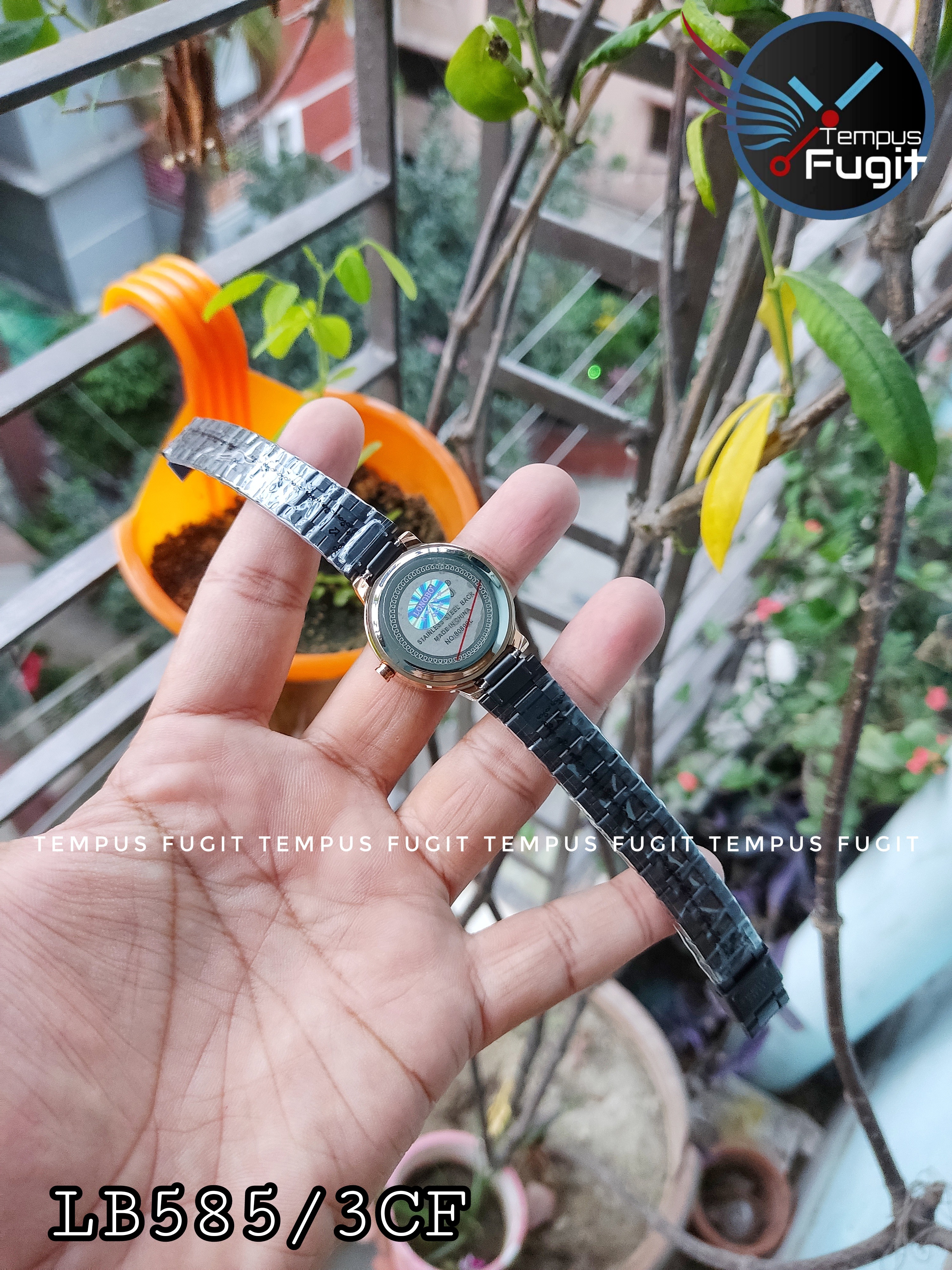 Longbo 80899 Ladies Chain Watch- Black Dial- Rose Golden Bezel- Black Chain- TF Code LB585/3CF_img_3