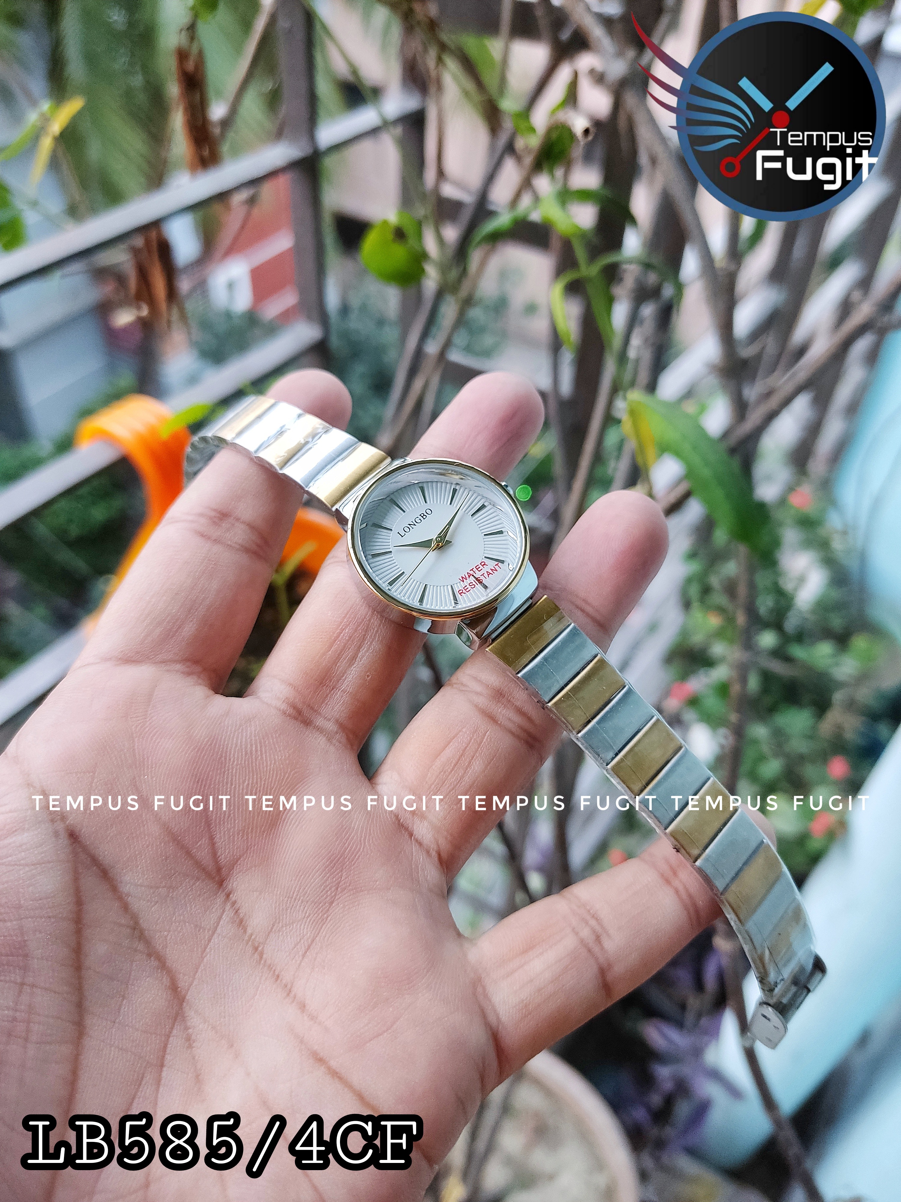 Longbo 80899 Ladies Chain Watch- White Dial- Golden Bezel- Golden+Silver Chain- TF Code LB585/4CF_img_2