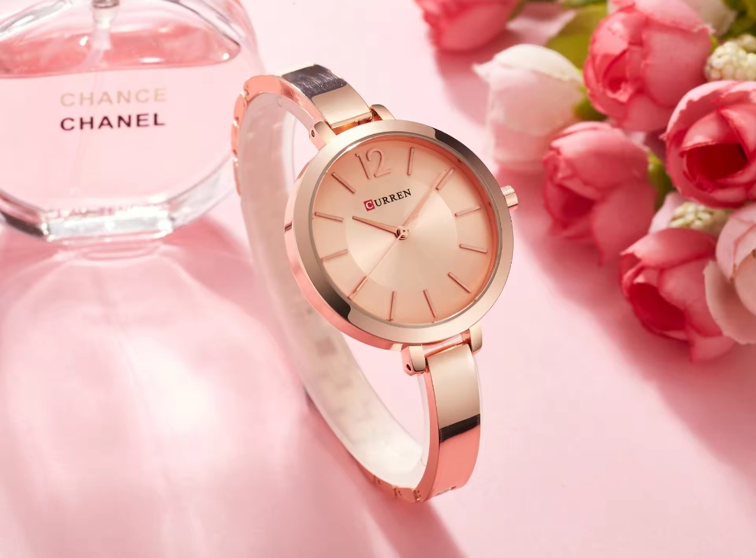 Curren 9012 Ladies Chain Watch- Rose Golden Dial- Rose Golden Bezel- Rose Golden Bracelet+Chain- TF Code CR600CF_img_2