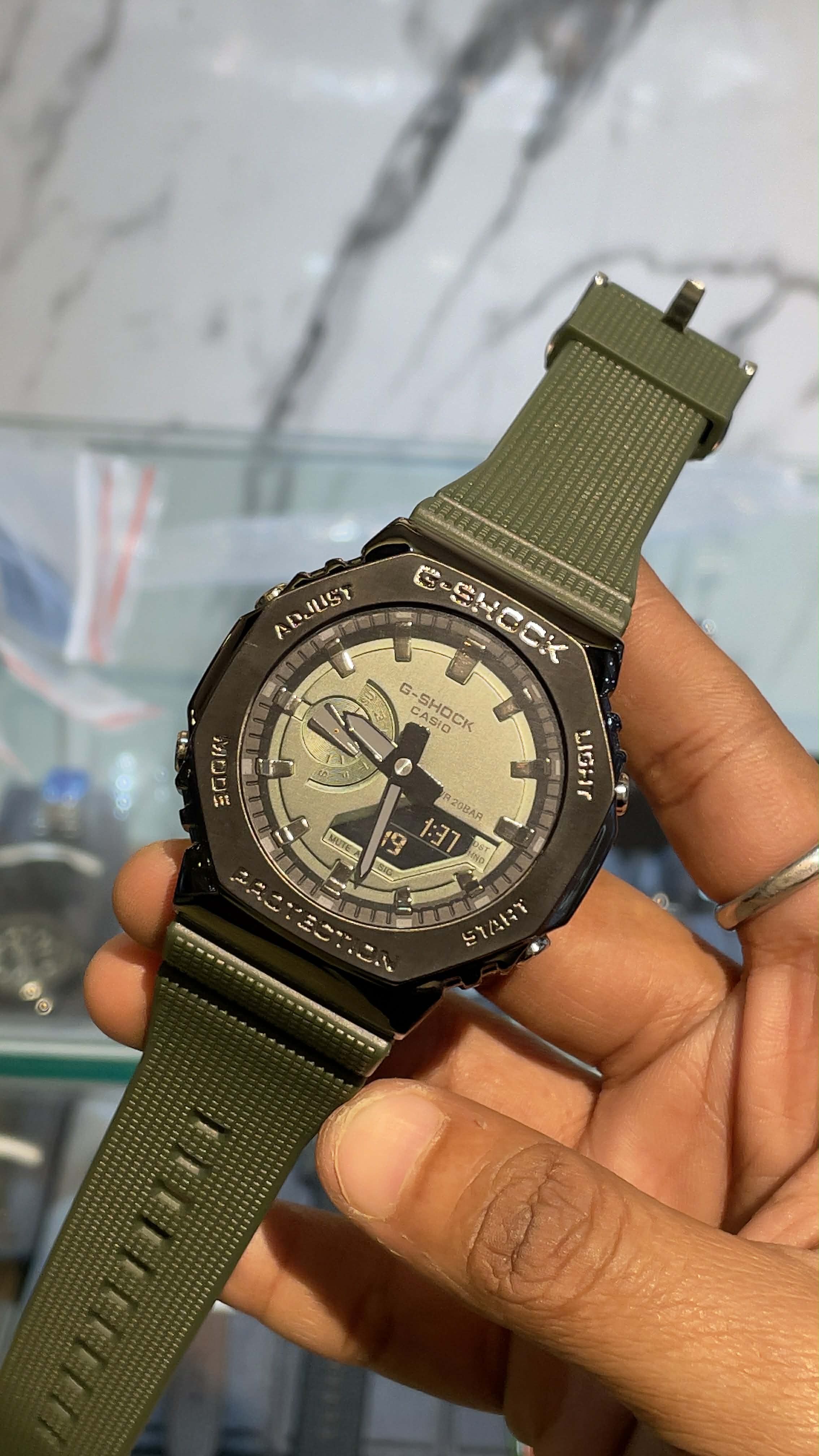 Casio G-Shock GM-2100B-3A Green Belt-Dial