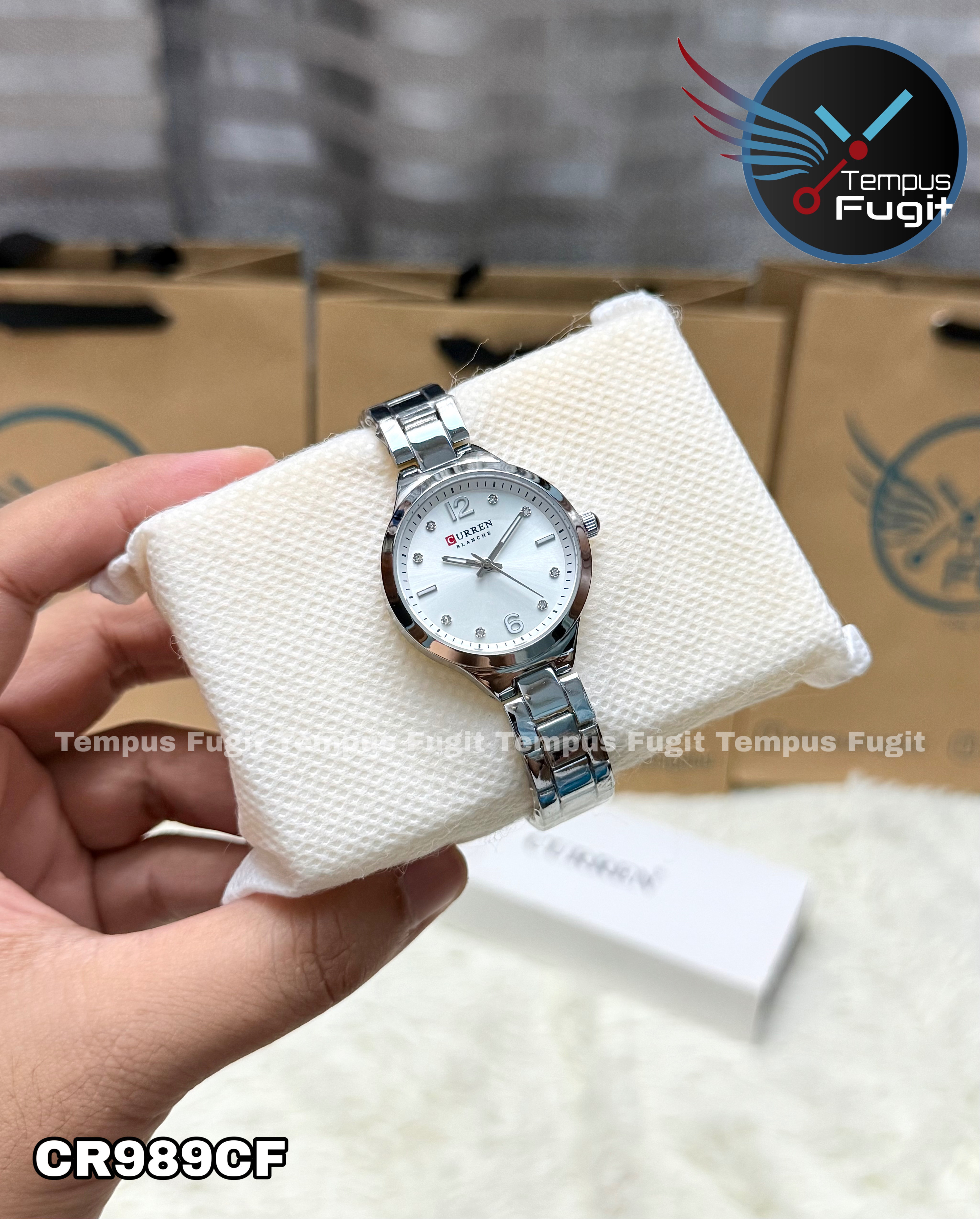 Curren 9105 Ladies Chain Watch- Silver Dial- Silver Bezel- Silver Chain- TF Code CR989CF_img_3