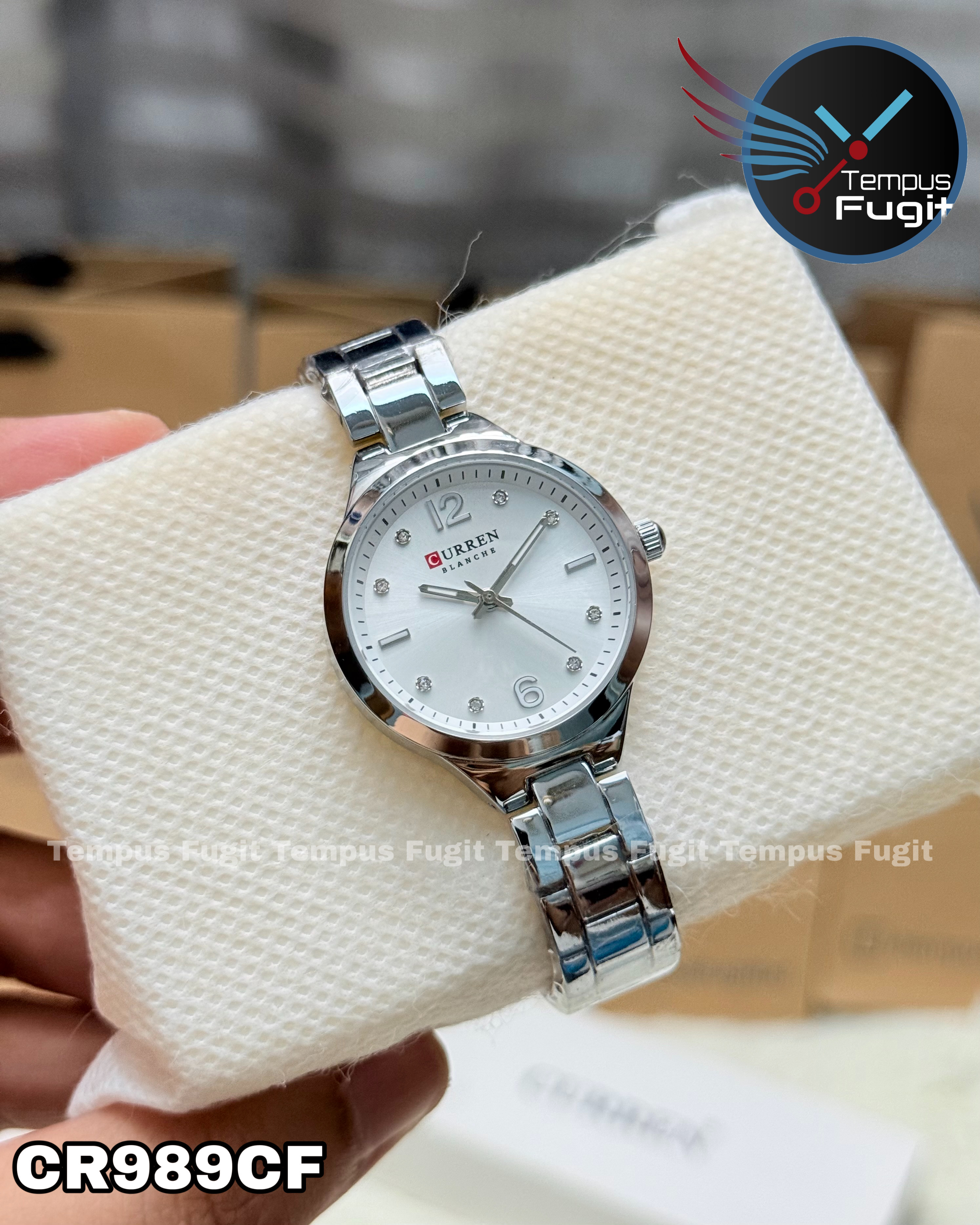 Curren 9105 Ladies Chain Watch- Silver Dial- Silver Bezel- Silver Chain- TF Code CR989CF_img_4