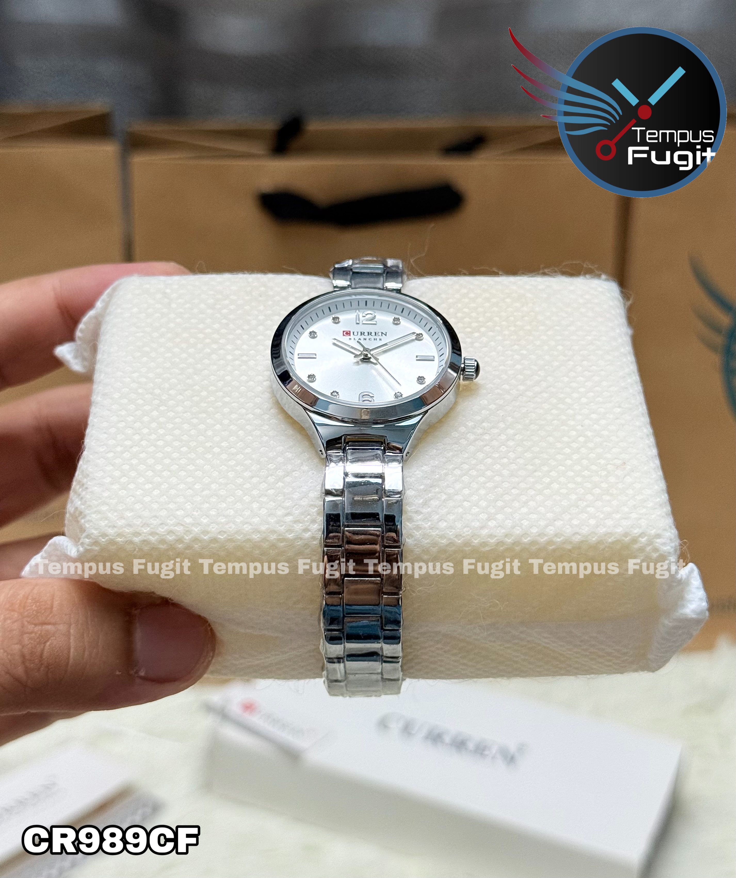 Curren 9105 Ladies Chain Watch- Silver Dial- Silver Bezel- Silver Chain- TF Code CR989CF_img_6