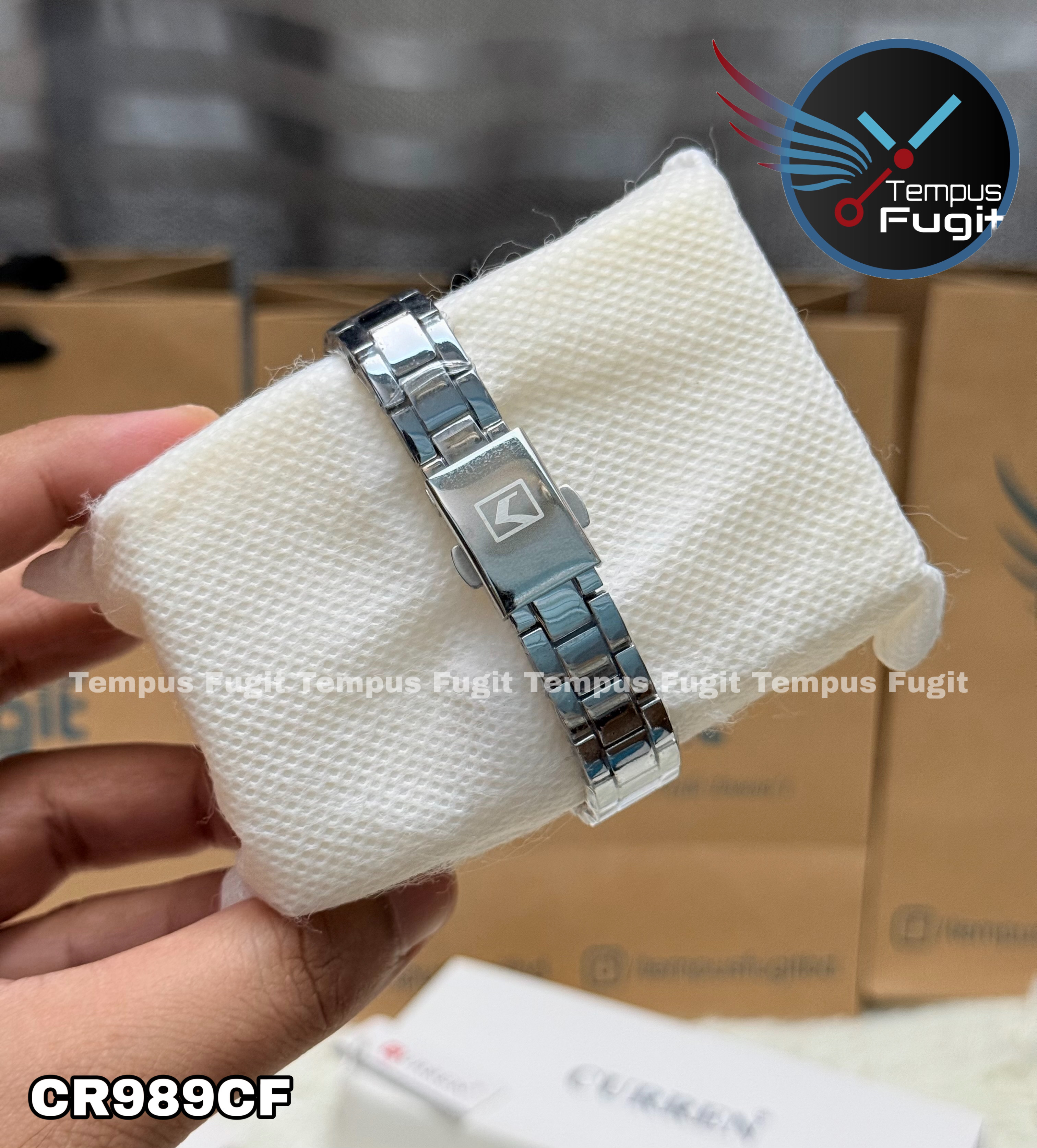 Curren 9105 Ladies Chain Watch- Silver Dial- Silver Bezel- Silver Chain- TF Code CR989CF_img_8