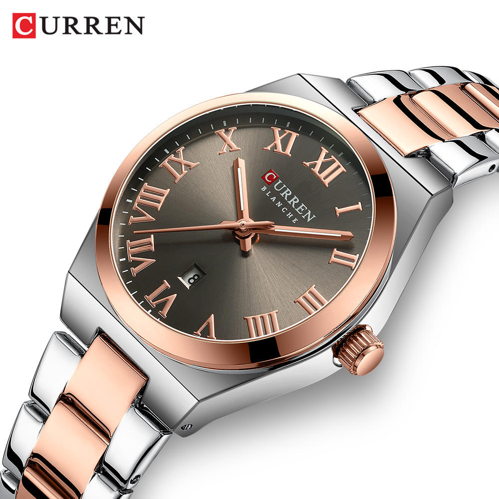 Curren 9095 Ladies Chain Watch- Grey Dial- Rose Golden Bezel- Silver+Rose Golden Chain- TF Code CR901CF_img_1