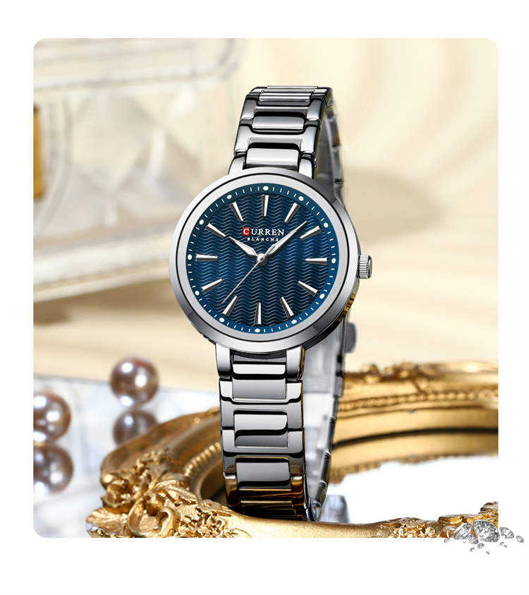 Curren 9109 Ladies Chain Watch- Blue Dial- Silver Bezel- Silver Chain- TF Code CR991CF_img_4