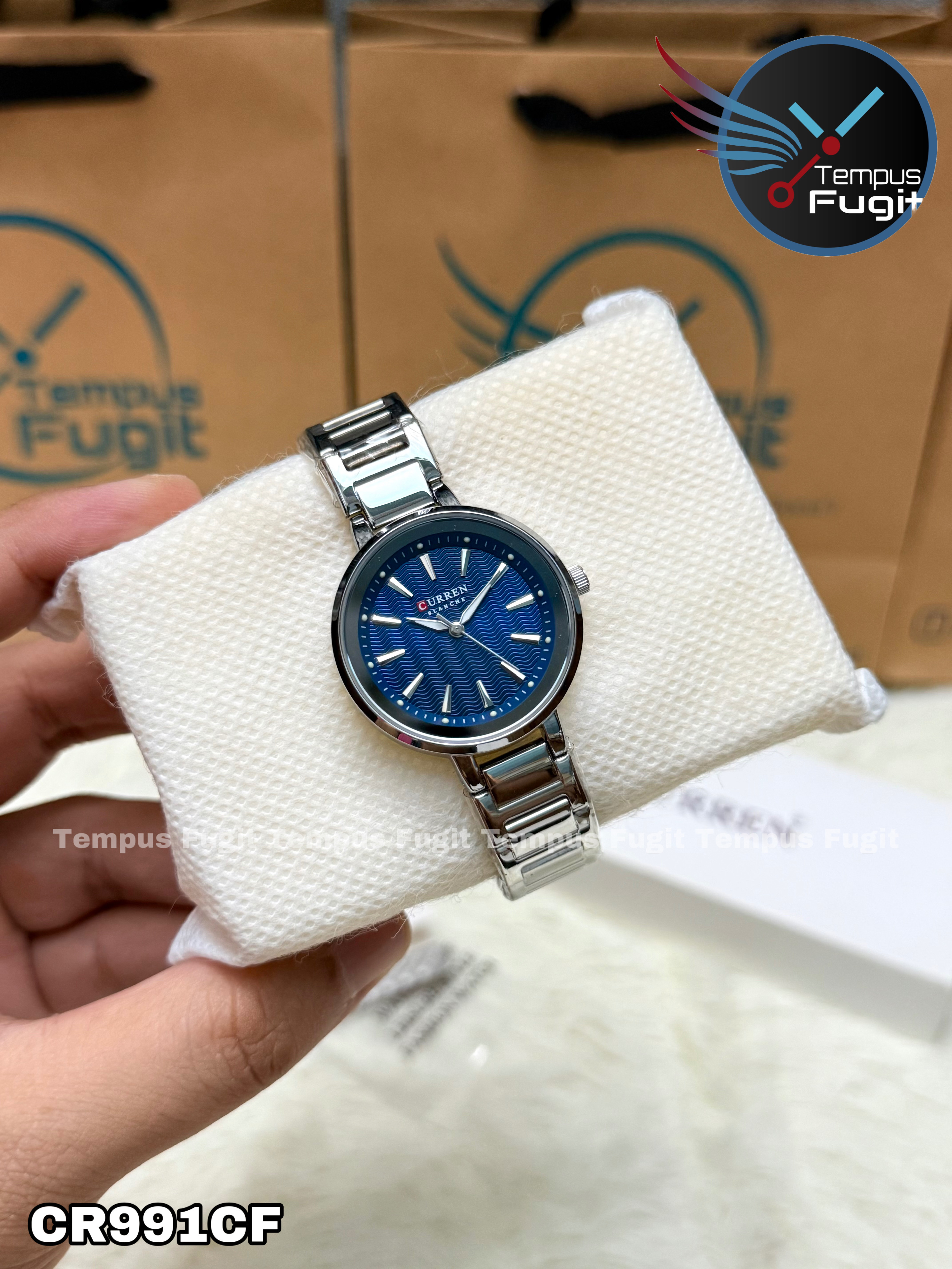 Curren 9109 Ladies Chain Watch- Blue Dial- Silver Bezel- Silver Chain- TF Code CR991CF_img_5