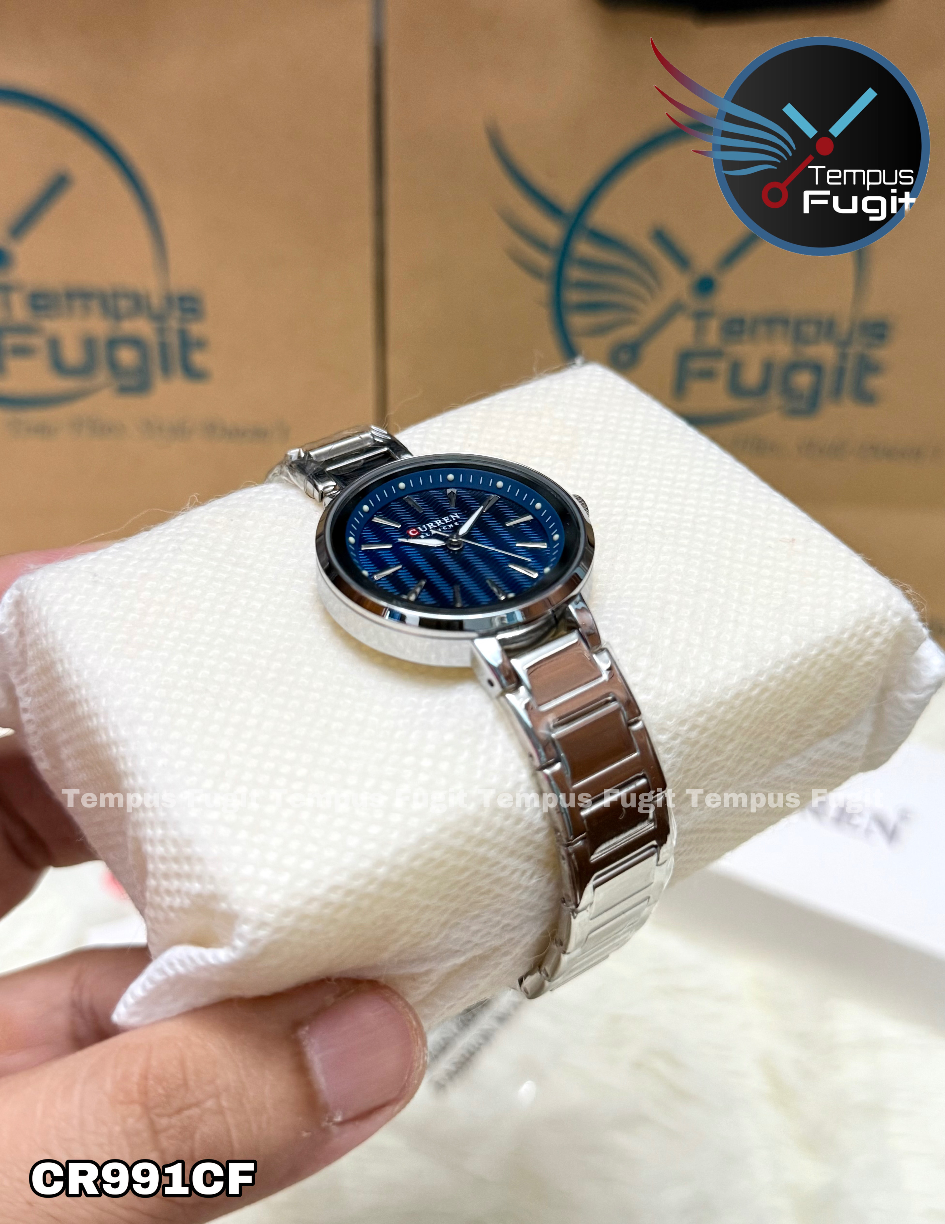 Curren 9109 Ladies Chain Watch- Blue Dial- Silver Bezel- Silver Chain- TF Code CR991CF_img_6