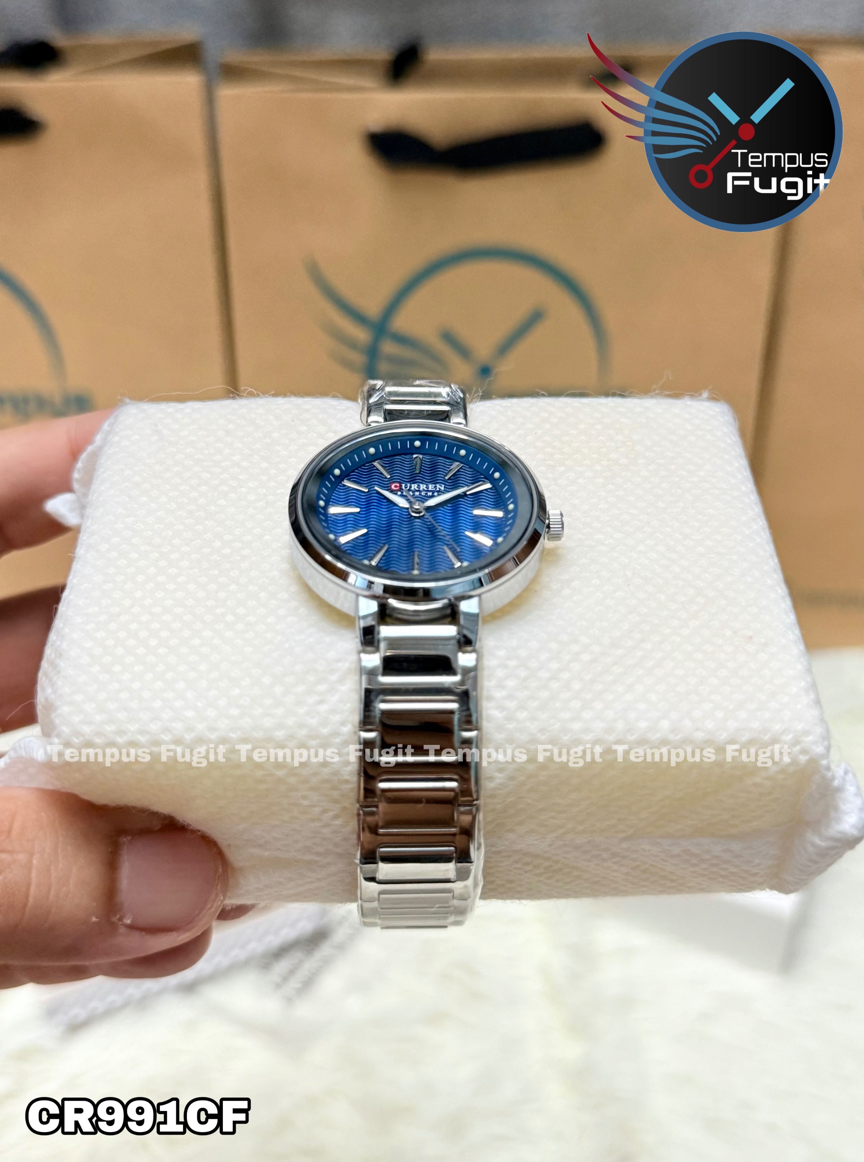 Curren 9109 Ladies Chain Watch- Blue Dial- Silver Bezel- Silver Chain- TF Code CR991CF_img_7