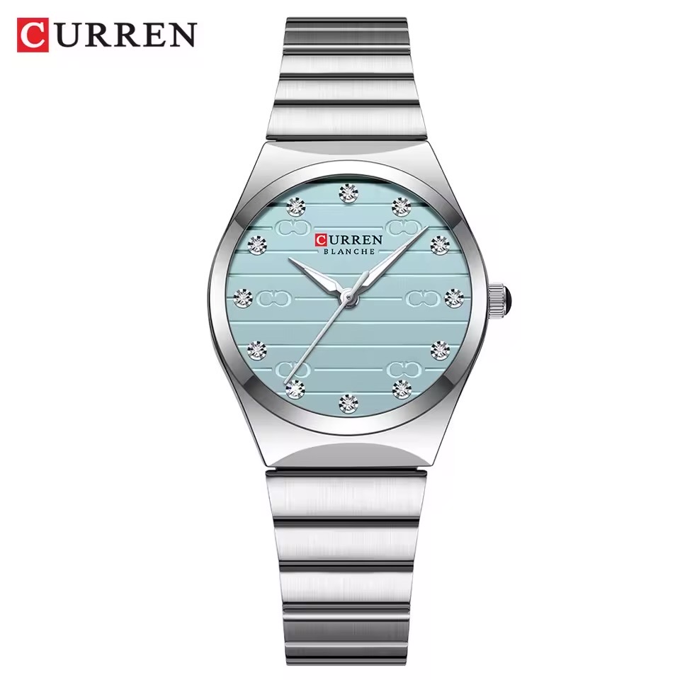 Curren 9110 Ladies Chain Watch- Light Blue Dial- Silver Bezel- Silver Chain- TF Code CR993CF_img_0