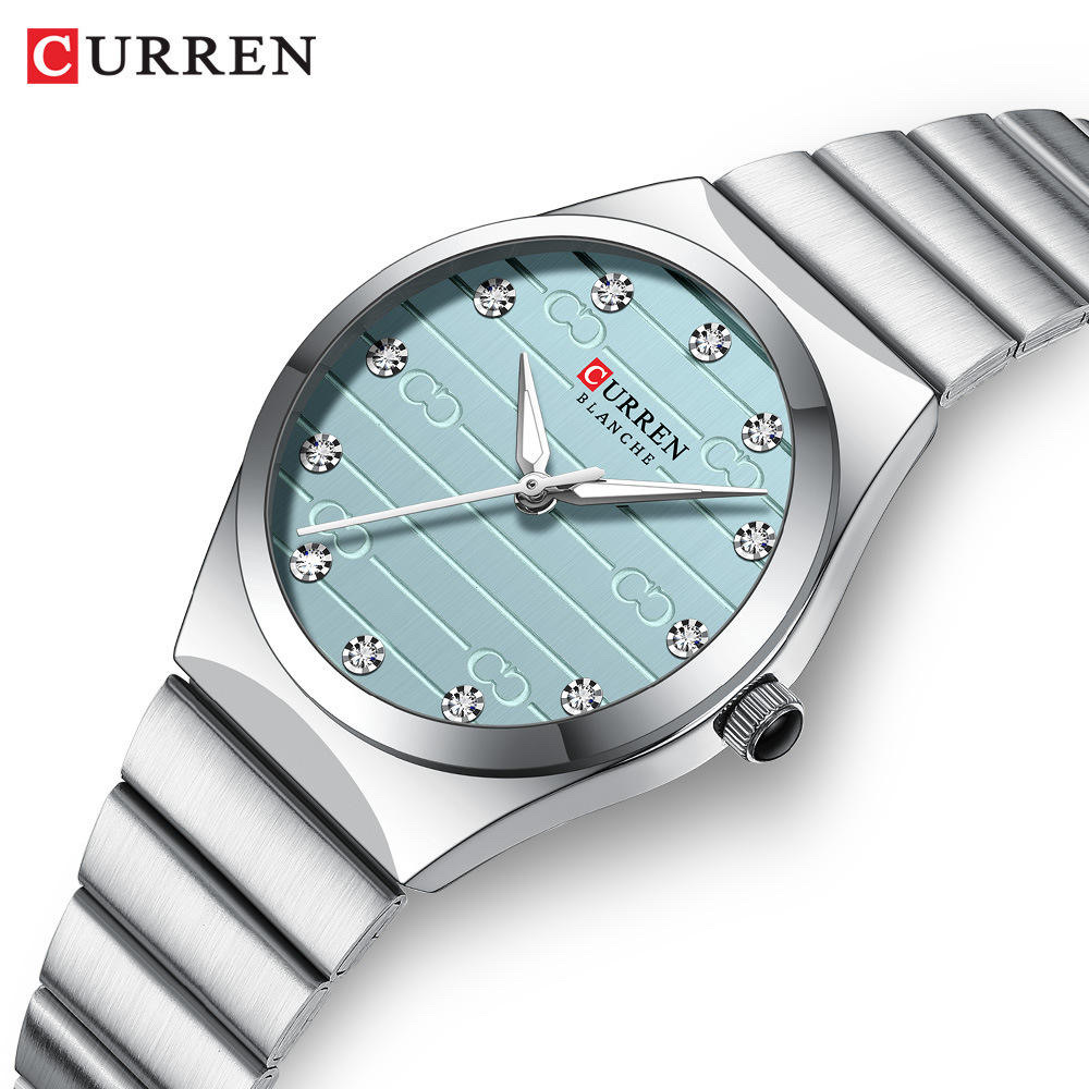 Curren 9110 Ladies Chain Watch- Light Blue Dial- Silver Bezel- Silver Chain- TF Code CR993CF_img_1