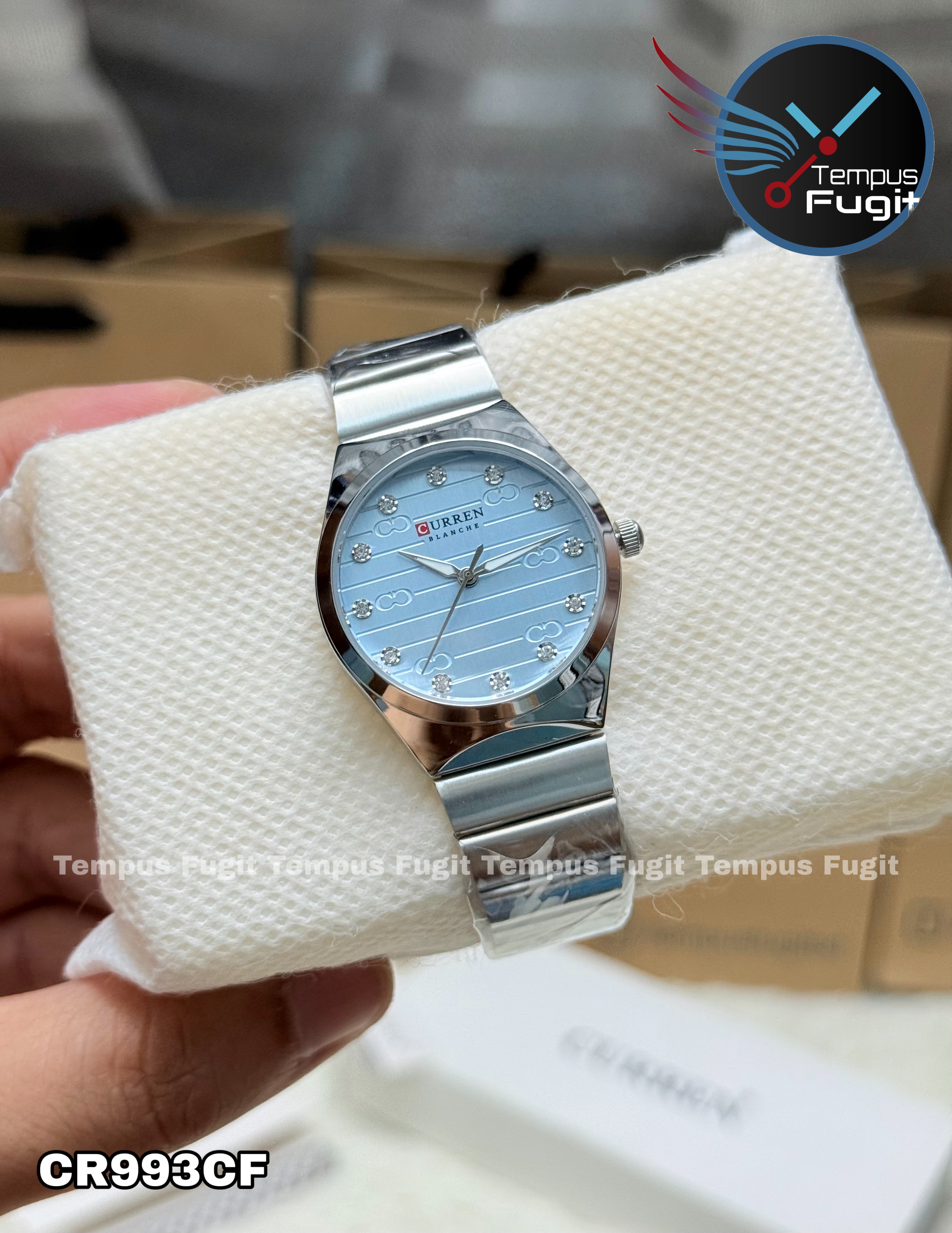 Curren 9110 Ladies Chain Watch- Light Blue Dial- Silver Bezel- Silver Chain- TF Code CR993CF_img_5