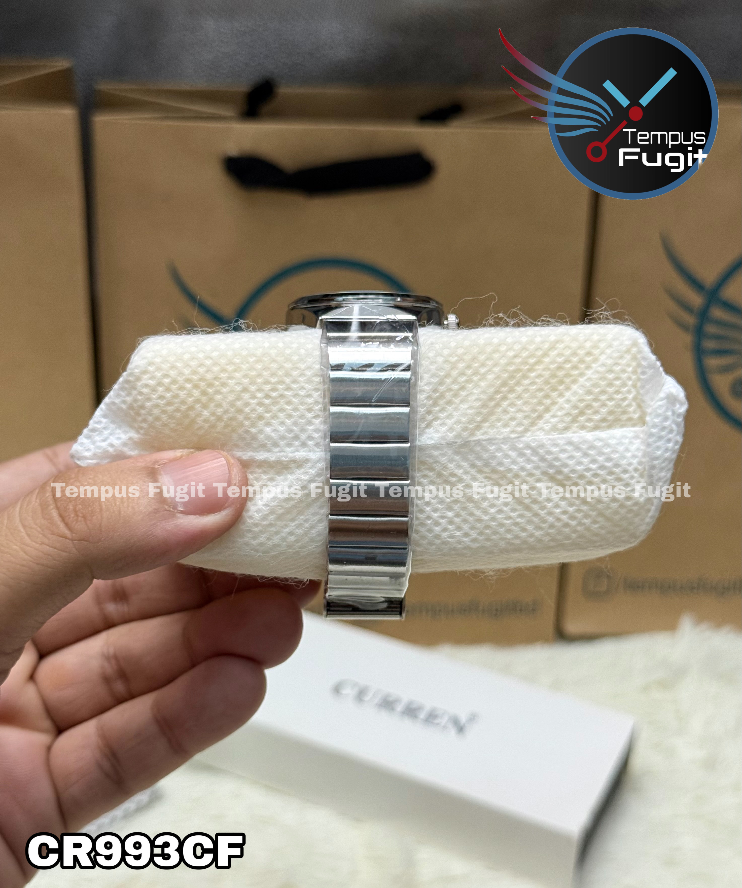 Curren 9110 Ladies Chain Watch- Light Blue Dial- Silver Bezel- Silver Chain- TF Code CR993CF_img_8