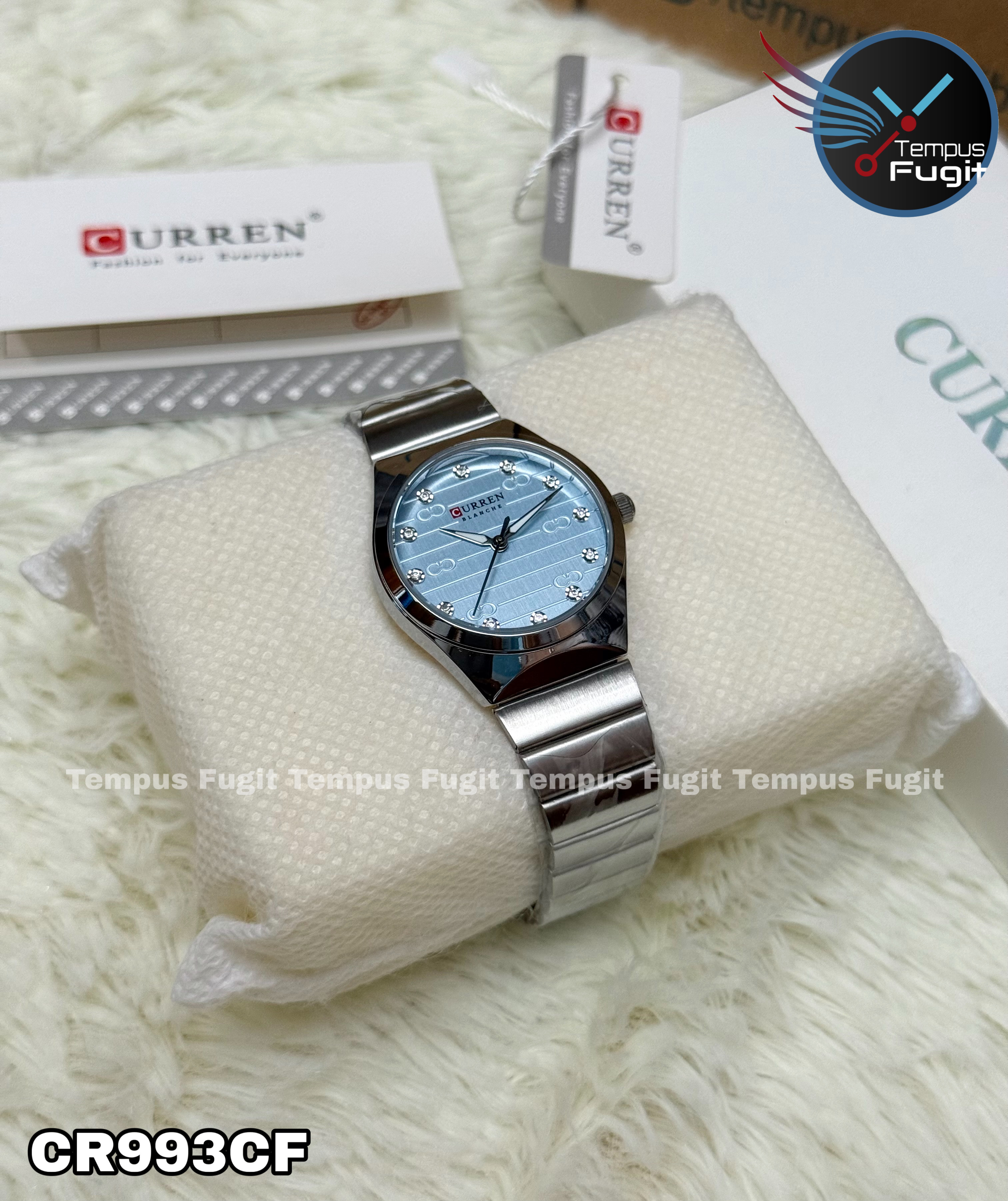 Curren 9110 Ladies Chain Watch- Light Blue Dial- Silver Bezel- Silver Chain- TF Code CR993CF_img_10