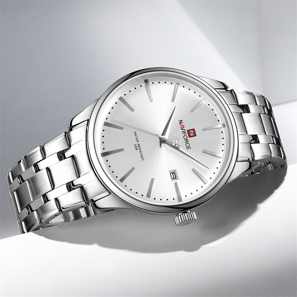 Naviforce 9230 Gents Chain Watch- Silver Dial- Silver Bezel- Silver Chain- TF Code NF978CM_img_1