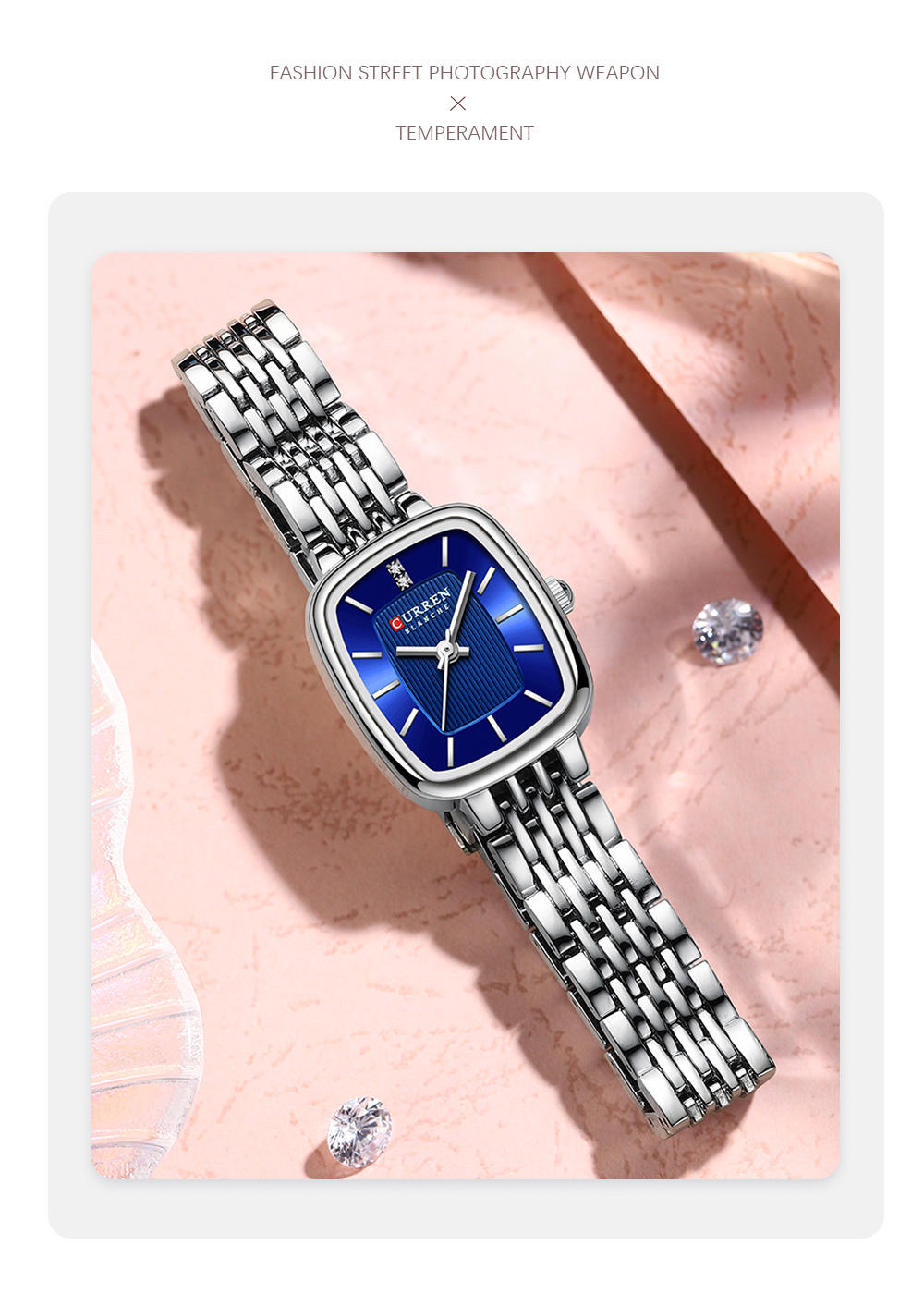 Curren 9093 Ladies Chain Watch- Blue Dial- Silver Bezel- Silver Chain- TF Code CR987CF_img_3