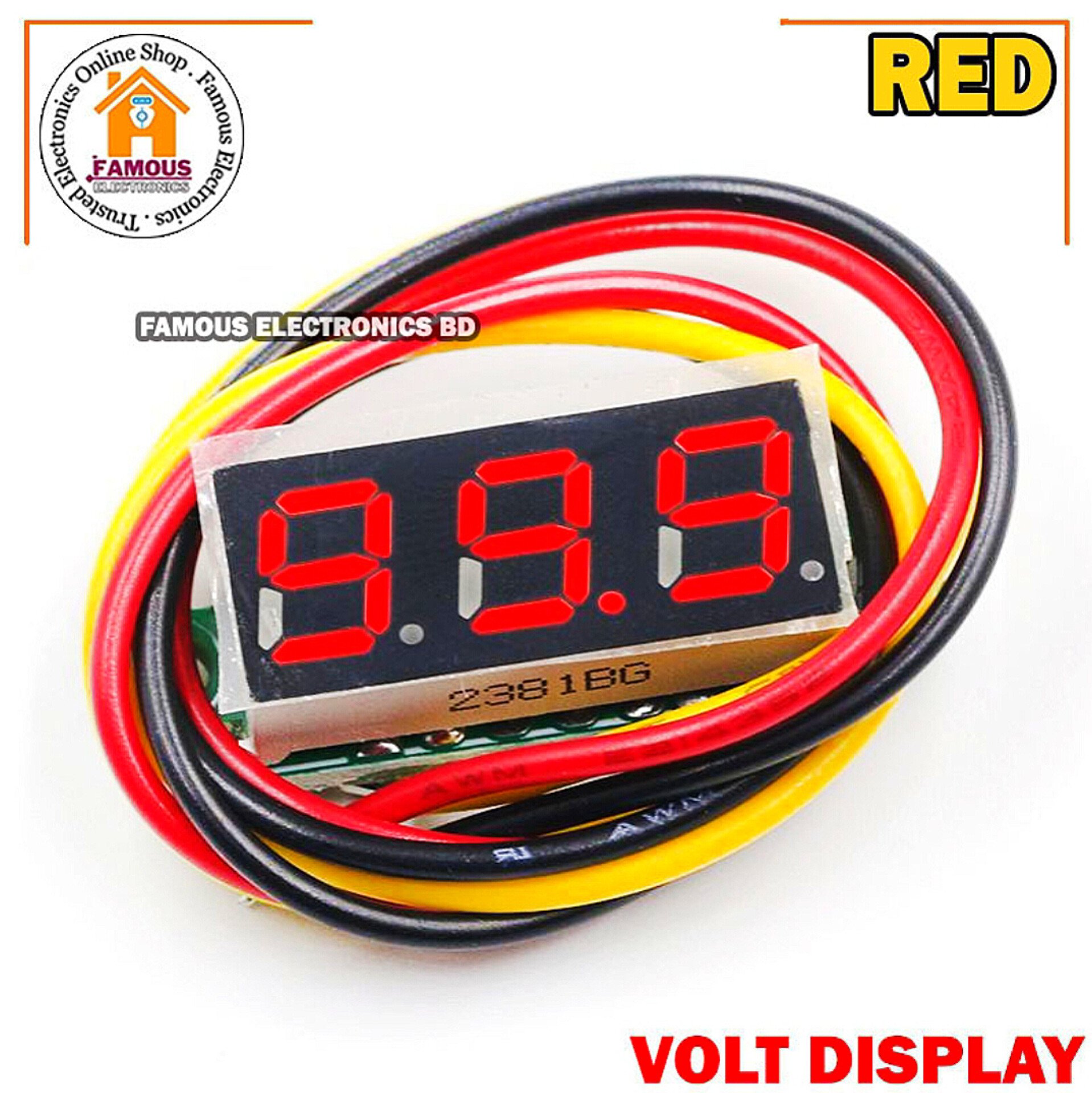 LED Display Mini 0.28 inch DC 0 -100V Digital Voltmeter 100V Volt Panel Indicator Monitor Voltage Meter-1PCS - Compact Digital Voltmeter -Red_img_0