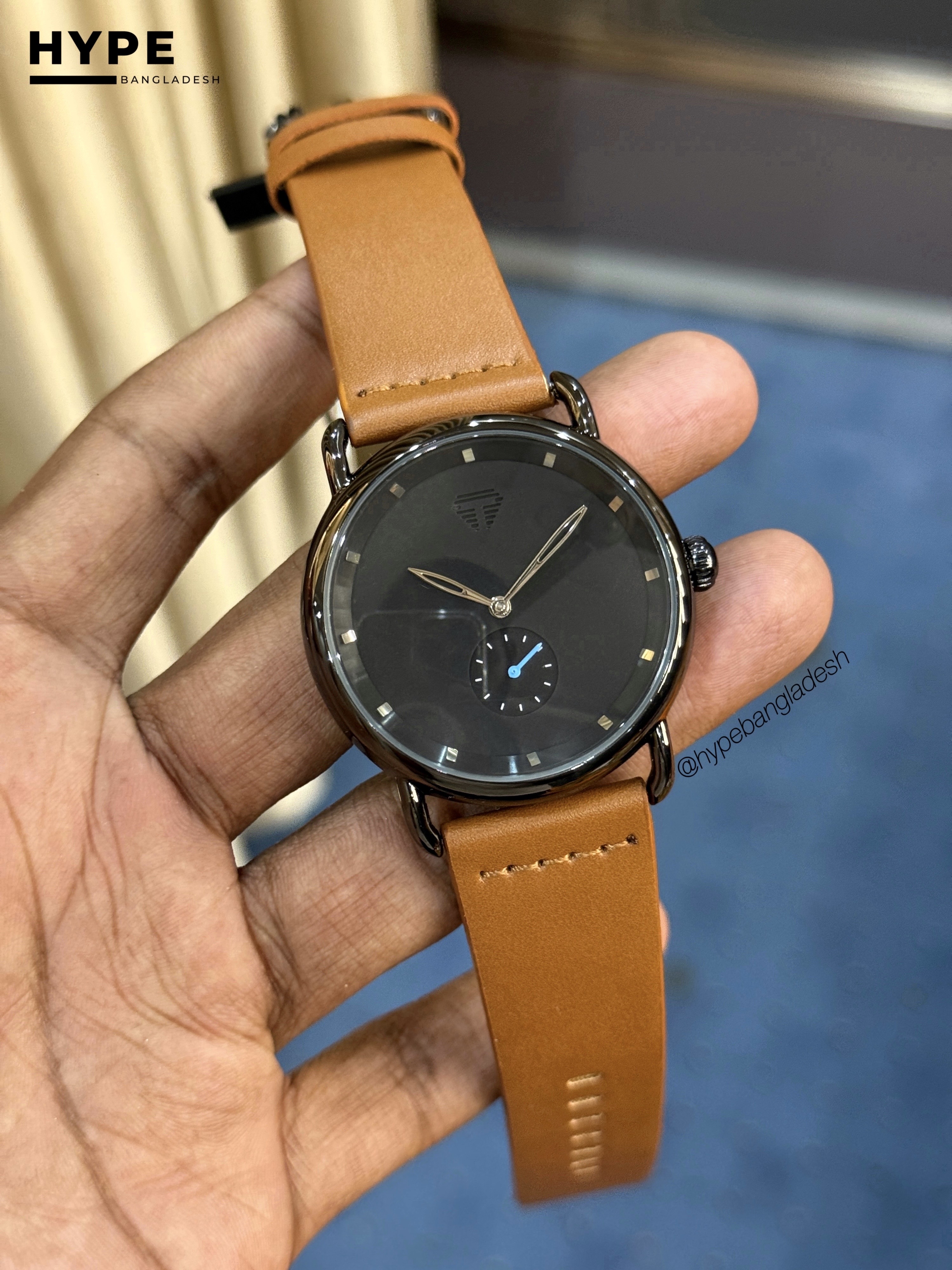 TOMI T-037 Men's Quartz Leather Belt Watch With Second Sub-Dial(Brown-Black)_img_1