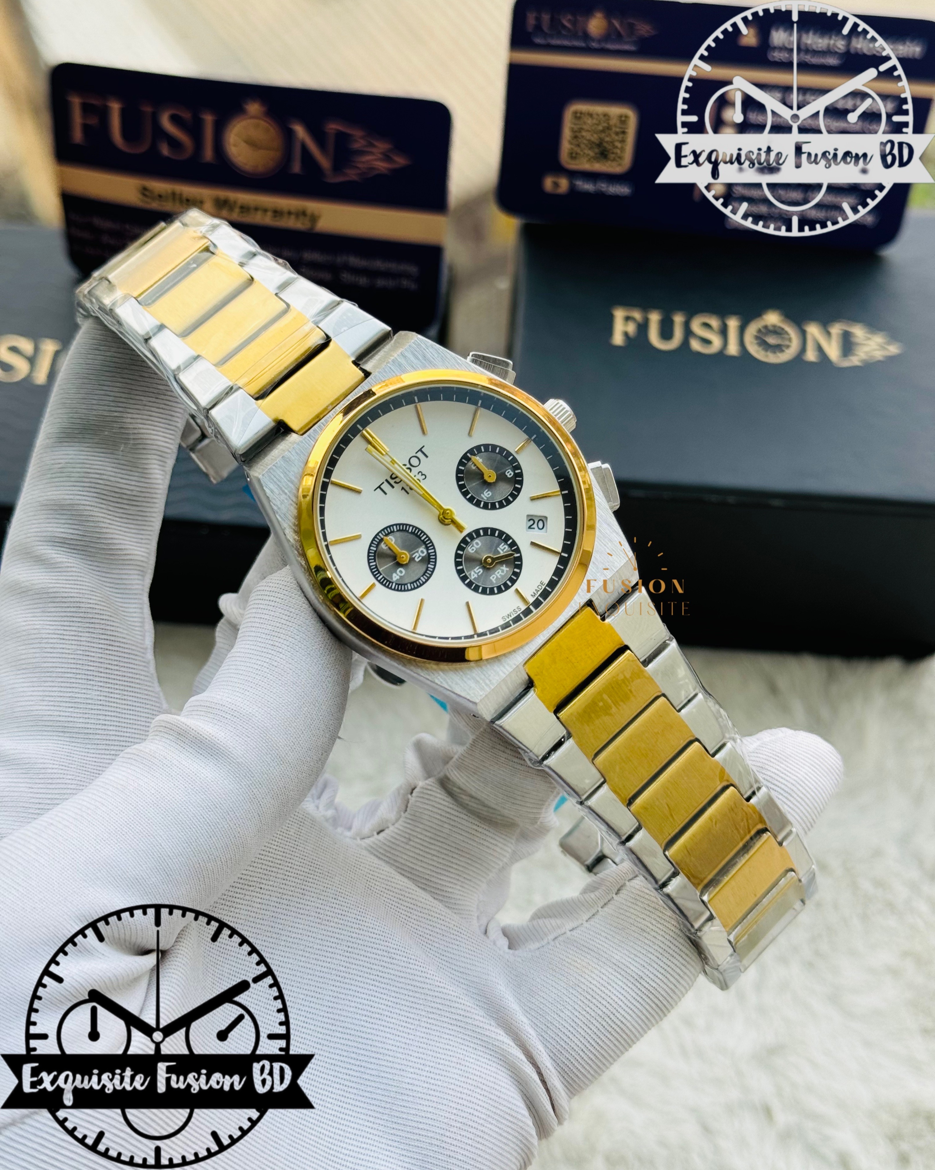Tissot PRX Dual Tone White Chronograph Watch (AA Grade)