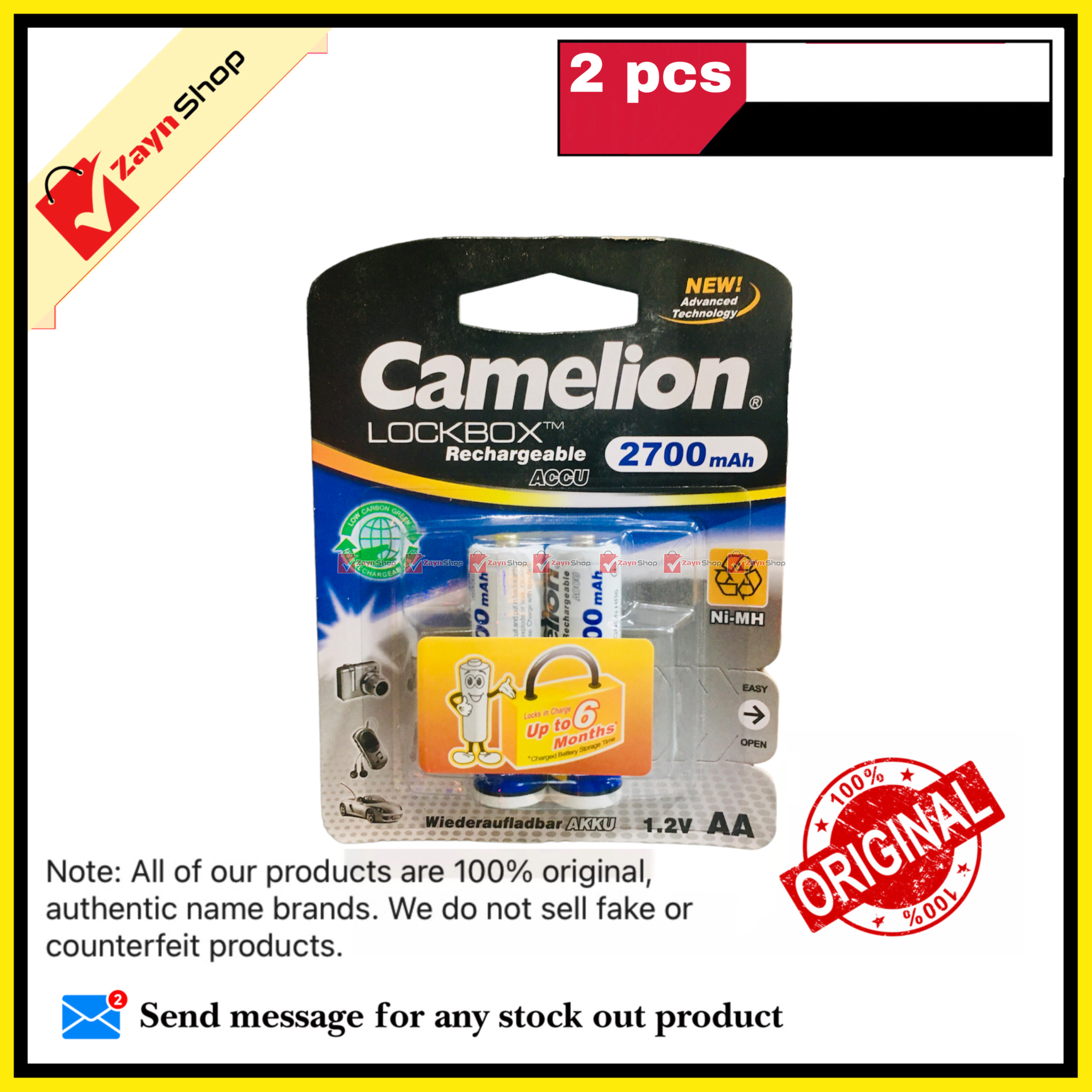 Camelion Rechargeable AA Battery Ni-MH 2700 mAh Ni-MH 1.2v Pack of 2pcs_img_0