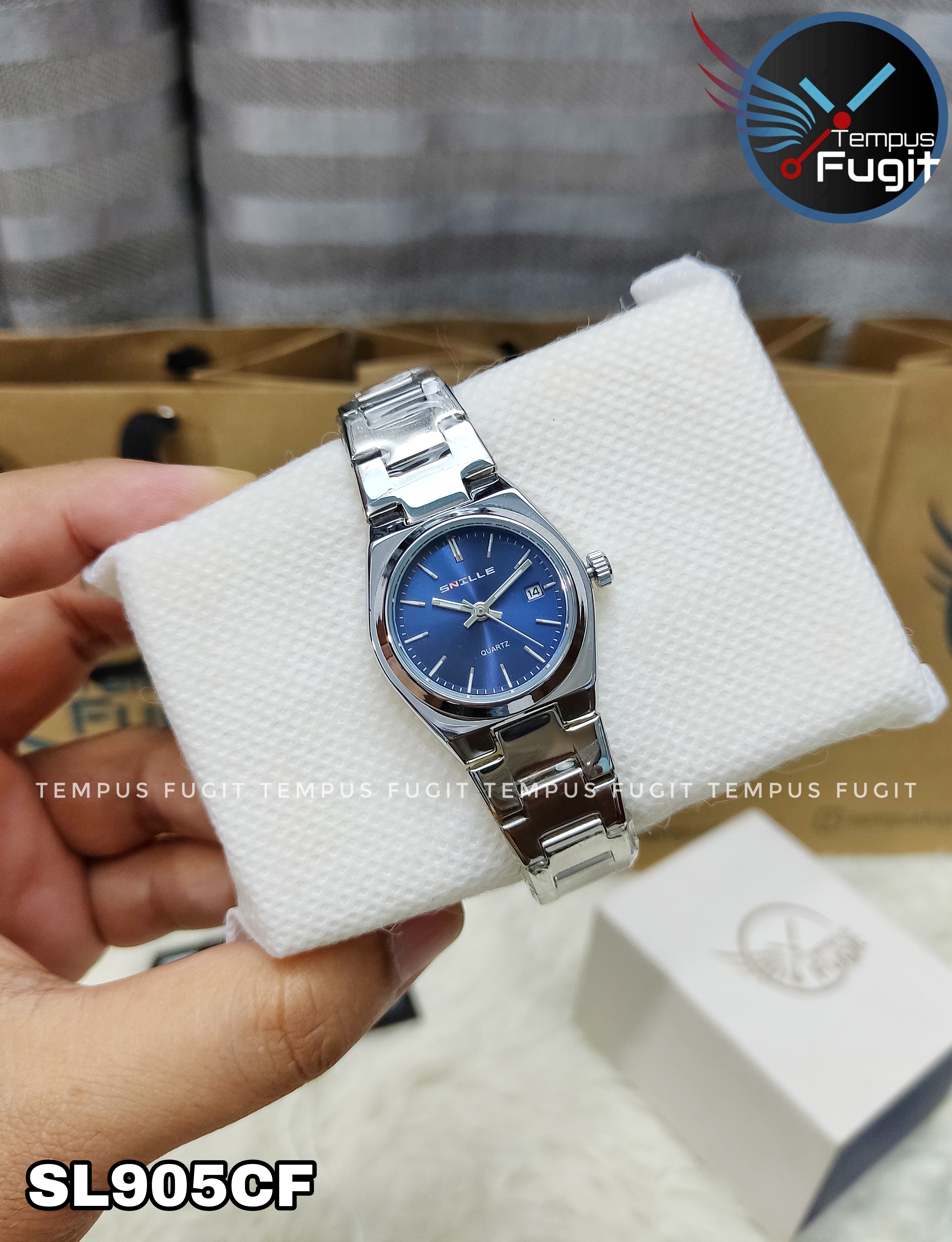 SNILLE 3019L Ladies Chain Watch- Blue Dial- Silver Bezel- Silver Chain- TF Code SL905CF_img_0