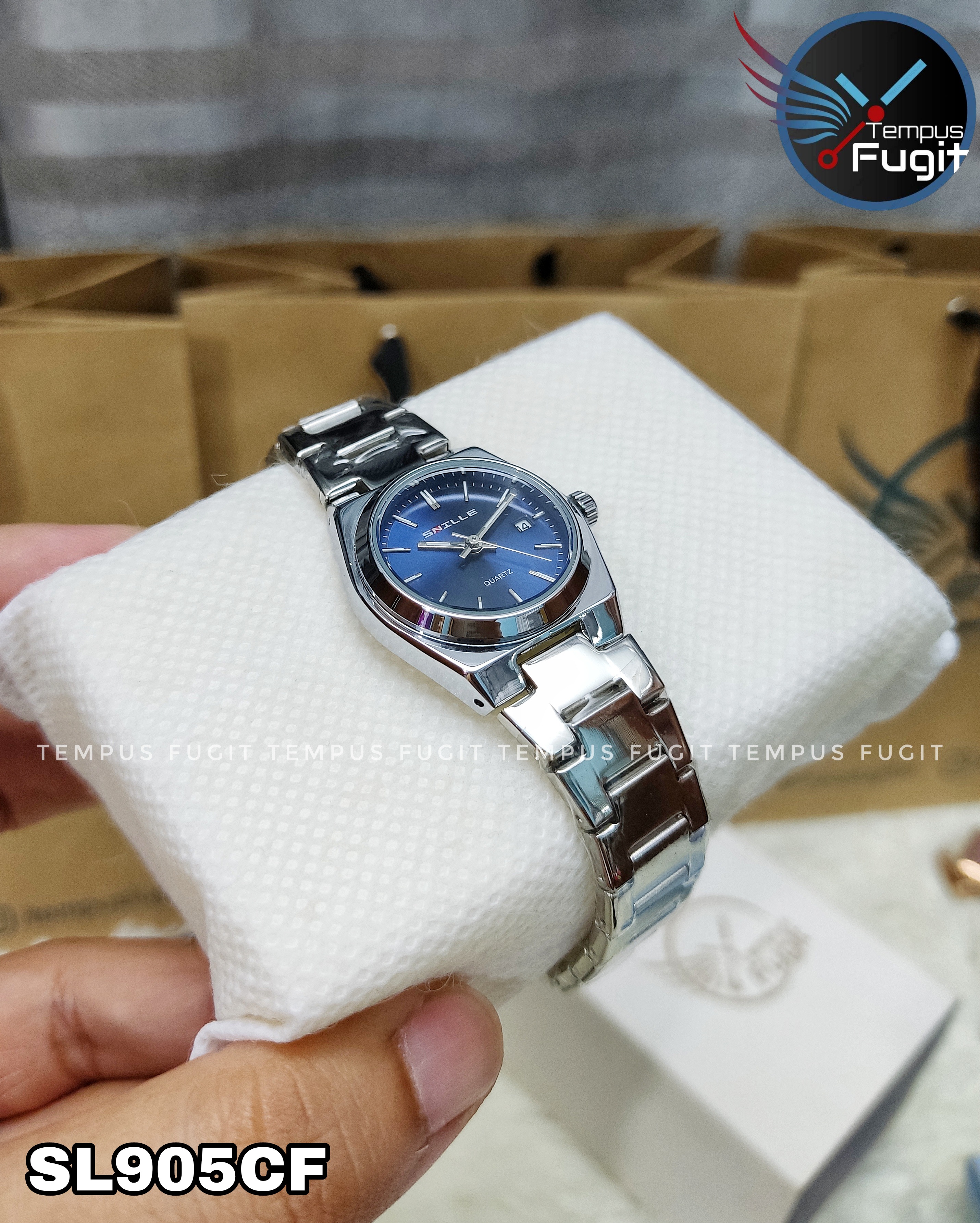 SNILLE 3019L Ladies Chain Watch- Blue Dial- Silver Bezel- Silver Chain- TF Code SL905CF_img_1