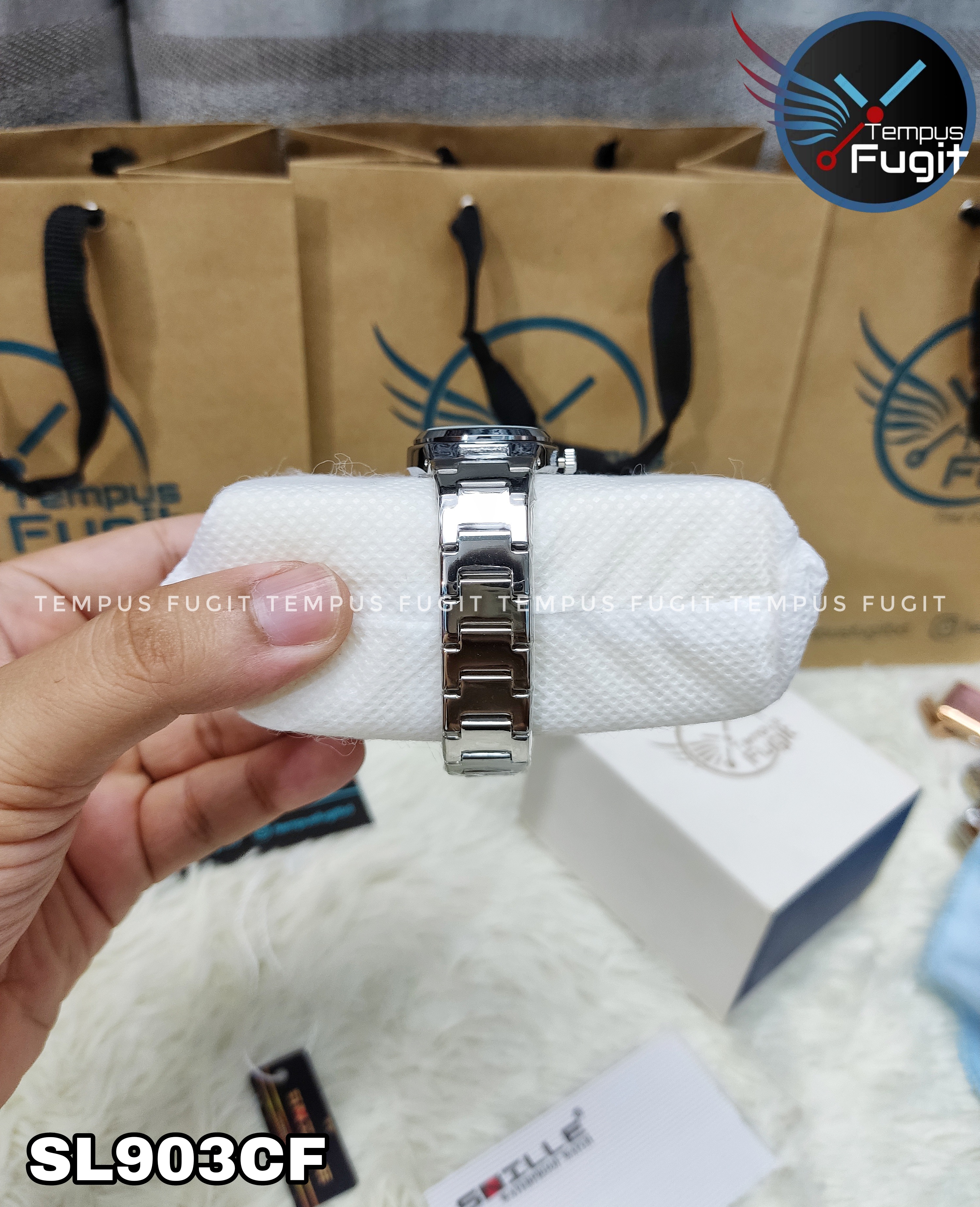 SNILLE 3019L Ladies Chain Watch- Silver Dial- Silver Bezel- Silver Chain- TF Code SL903CF_img_3