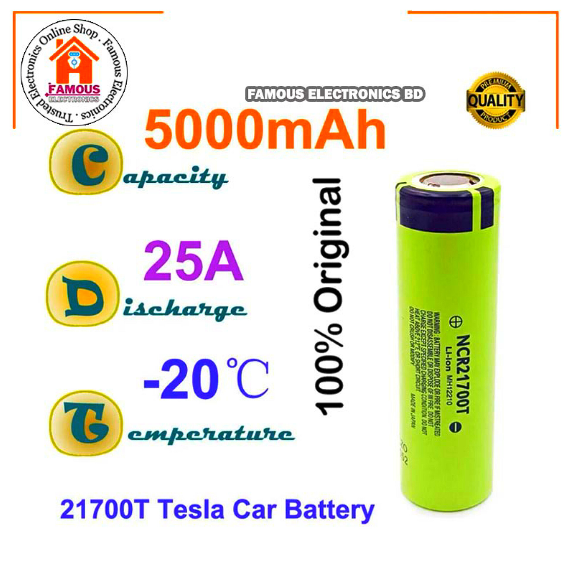 NCR-21700T 5000mAh li-ion battery 25A High Capacity NCR21700T 3.7V Lithium-ion Battery_img_7